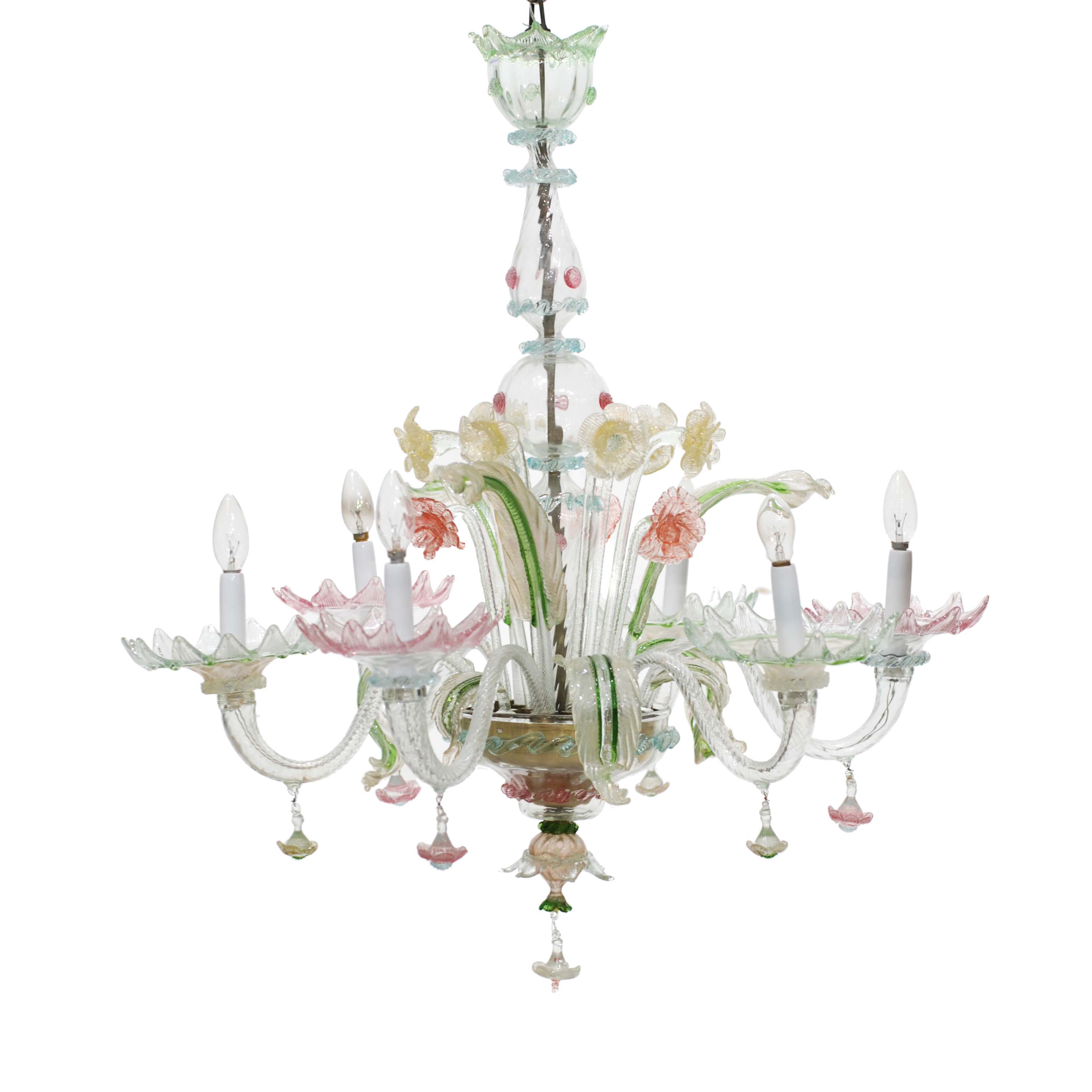  MURANO GLASS CHANDELIER, MID 20TH CENTURY.