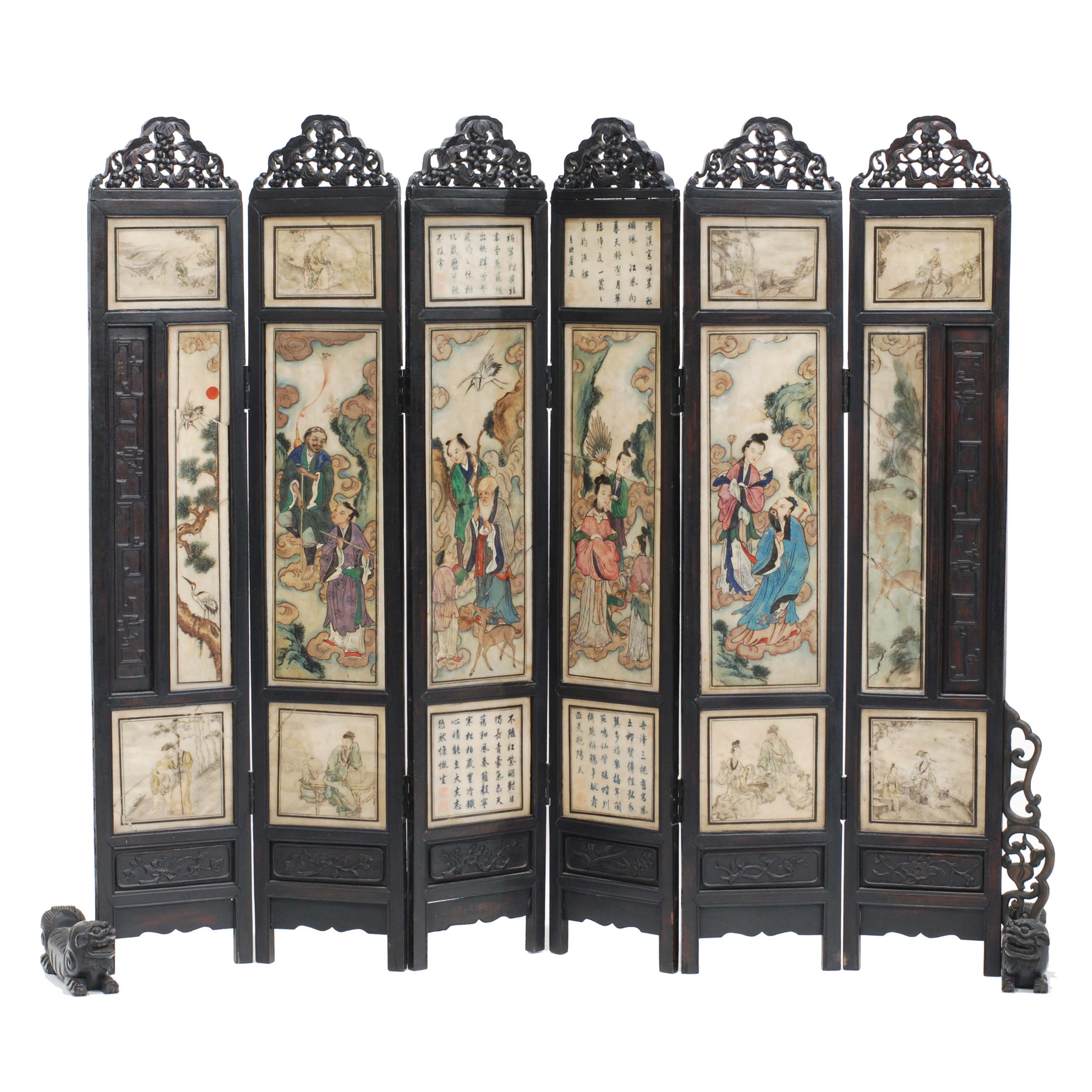 CHINESE SCREEN IN 6 PARTS, 19TH CENTURY