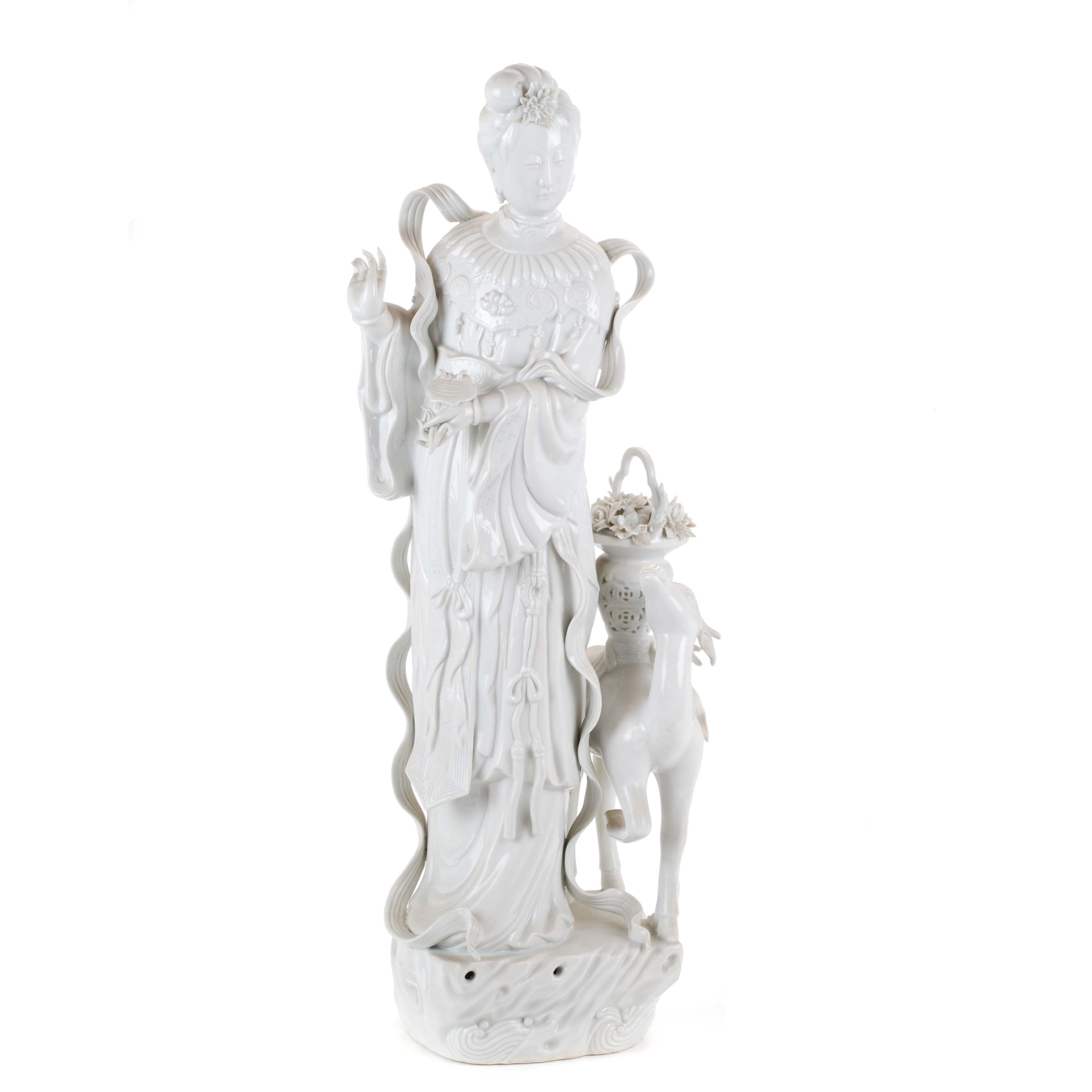 GRAND CHINESE PORCELAIN “BLANC DE CHINE” DEHUA GUANYIN, 20T