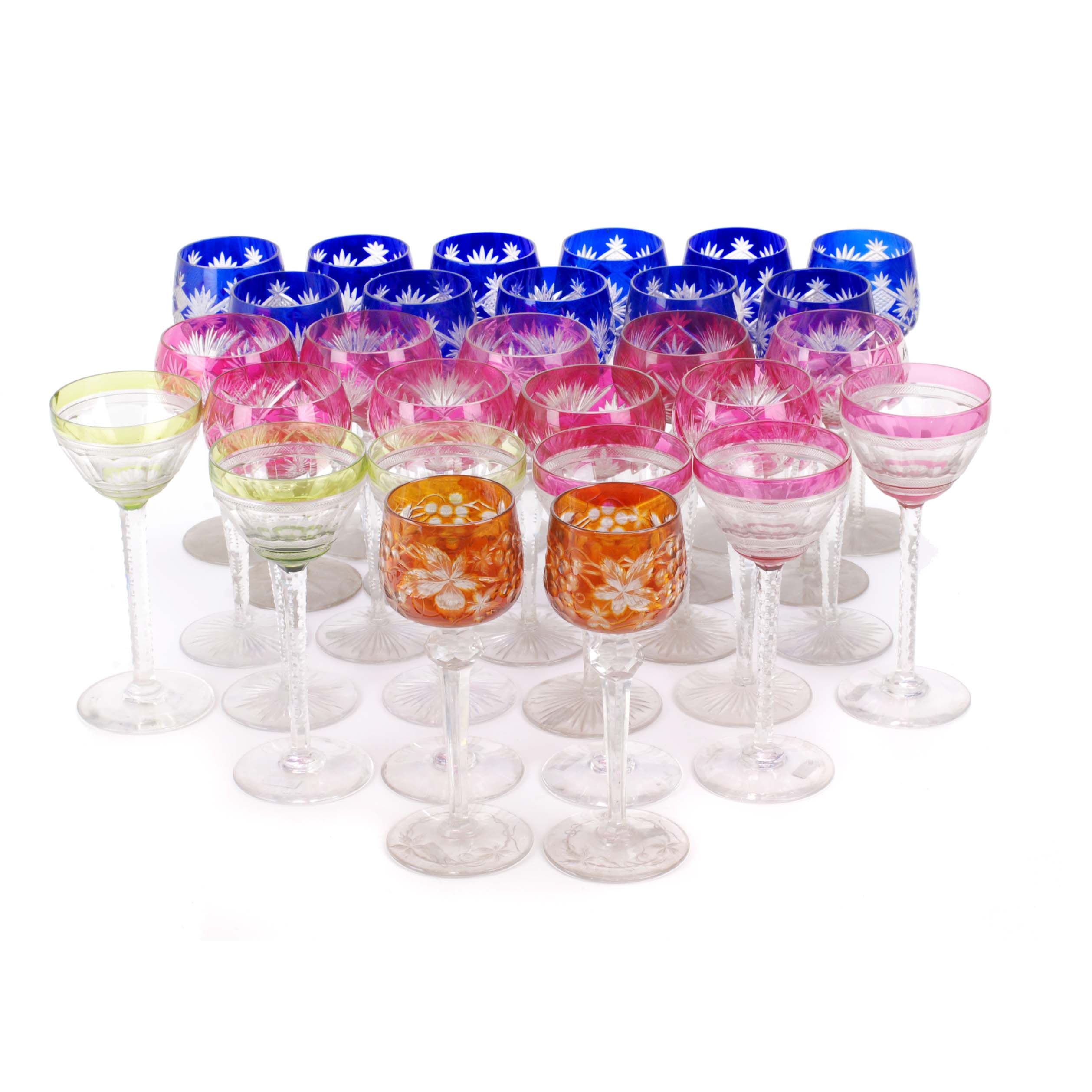 TWENTY EIGHT BACCARAT GLASSES, MID-TWENTIETH CENTURY