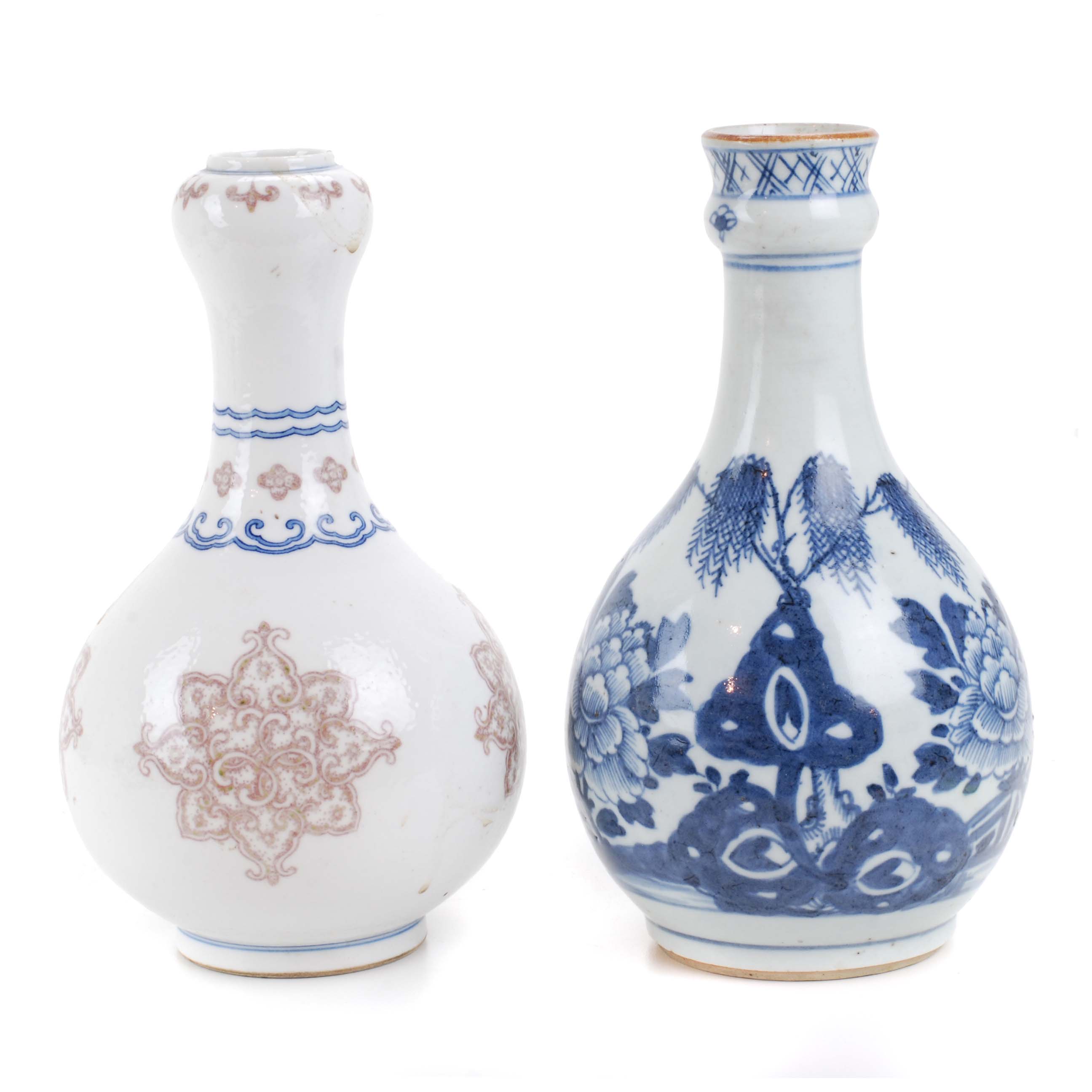 LOT OF TWO CHINESE BOTTLE VASES, 19TH - 20TH CENTURY