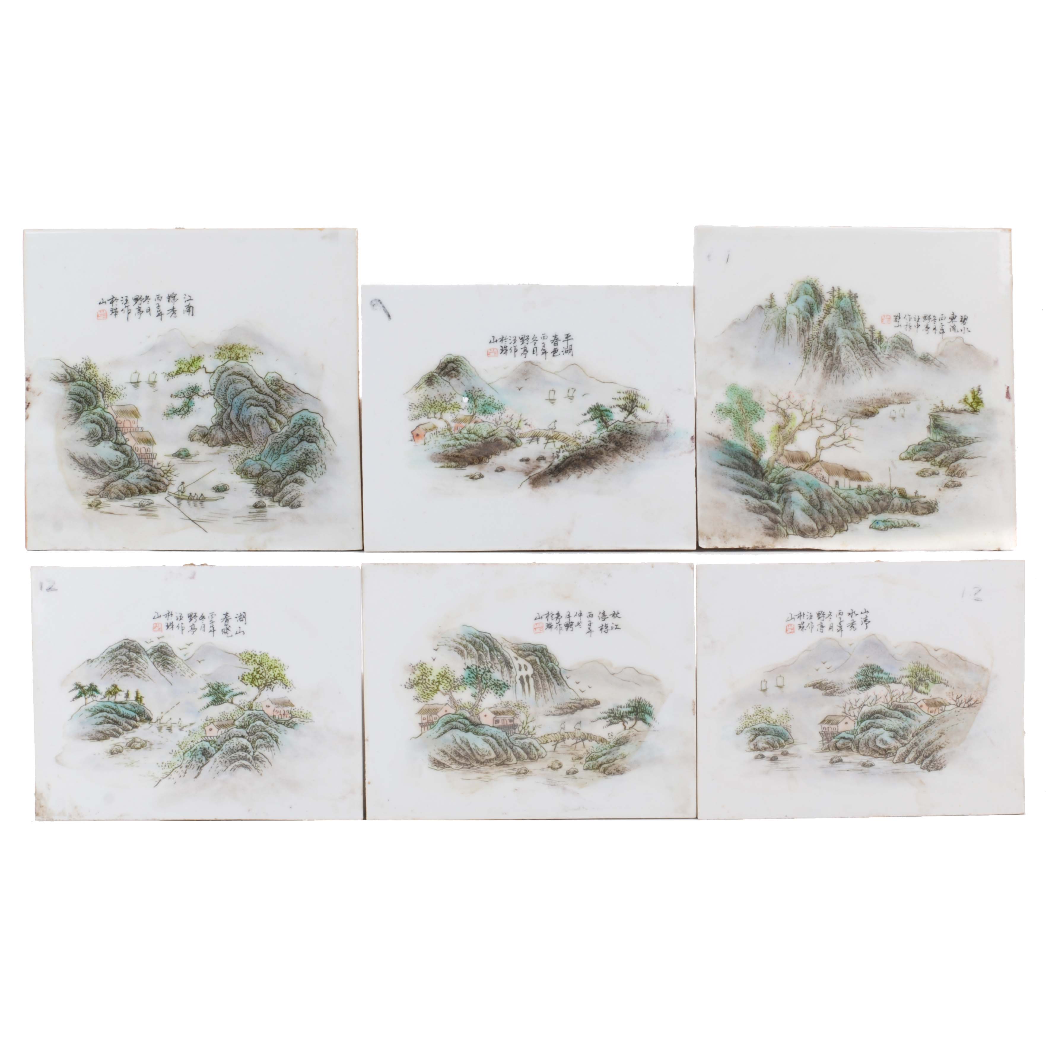 LOT OF 6 CHINESE PLAQUES, 20TH CENTURY