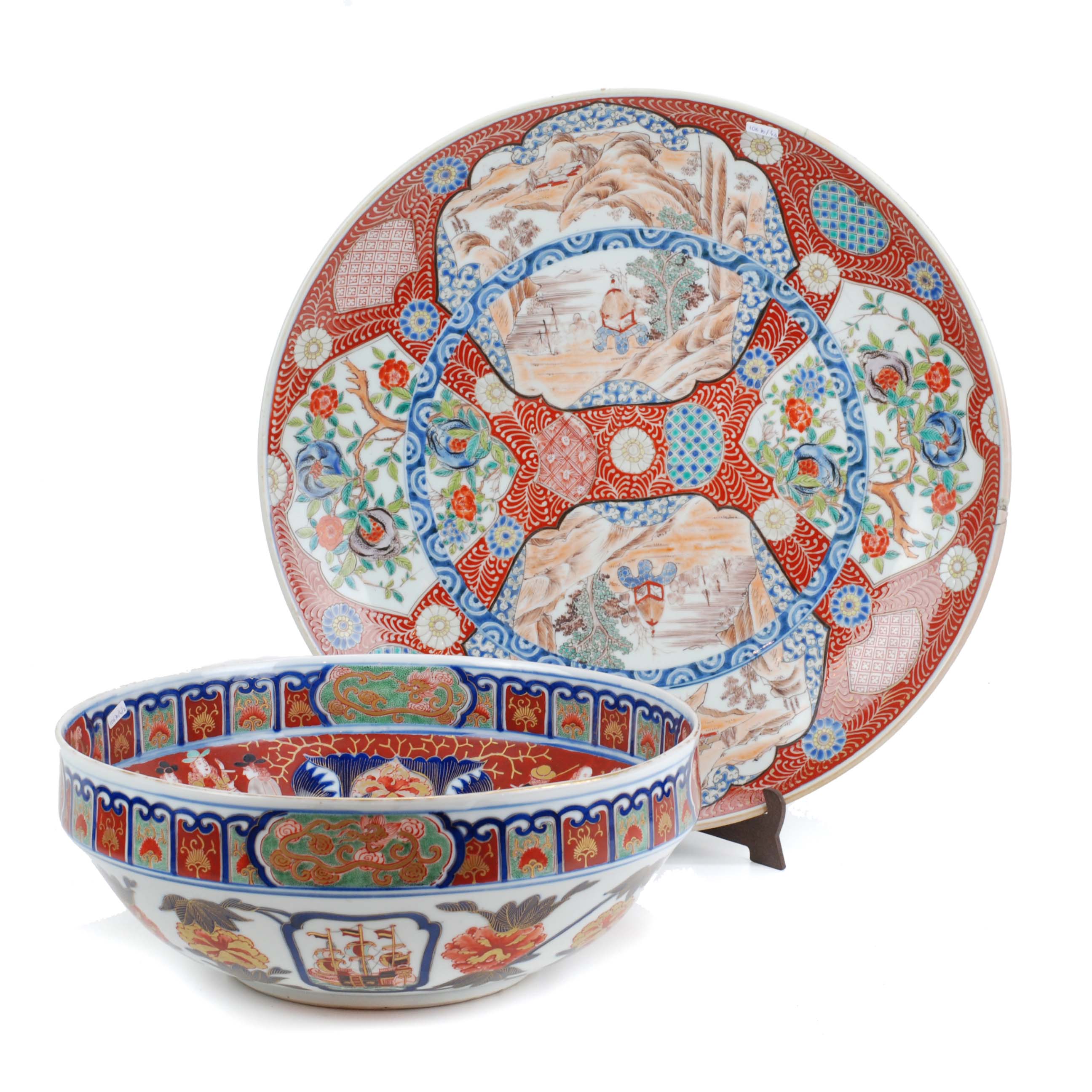 LOT COMPRISED OF JAPANESE IMARI BOWL AND PLATTER, 19TH - 20