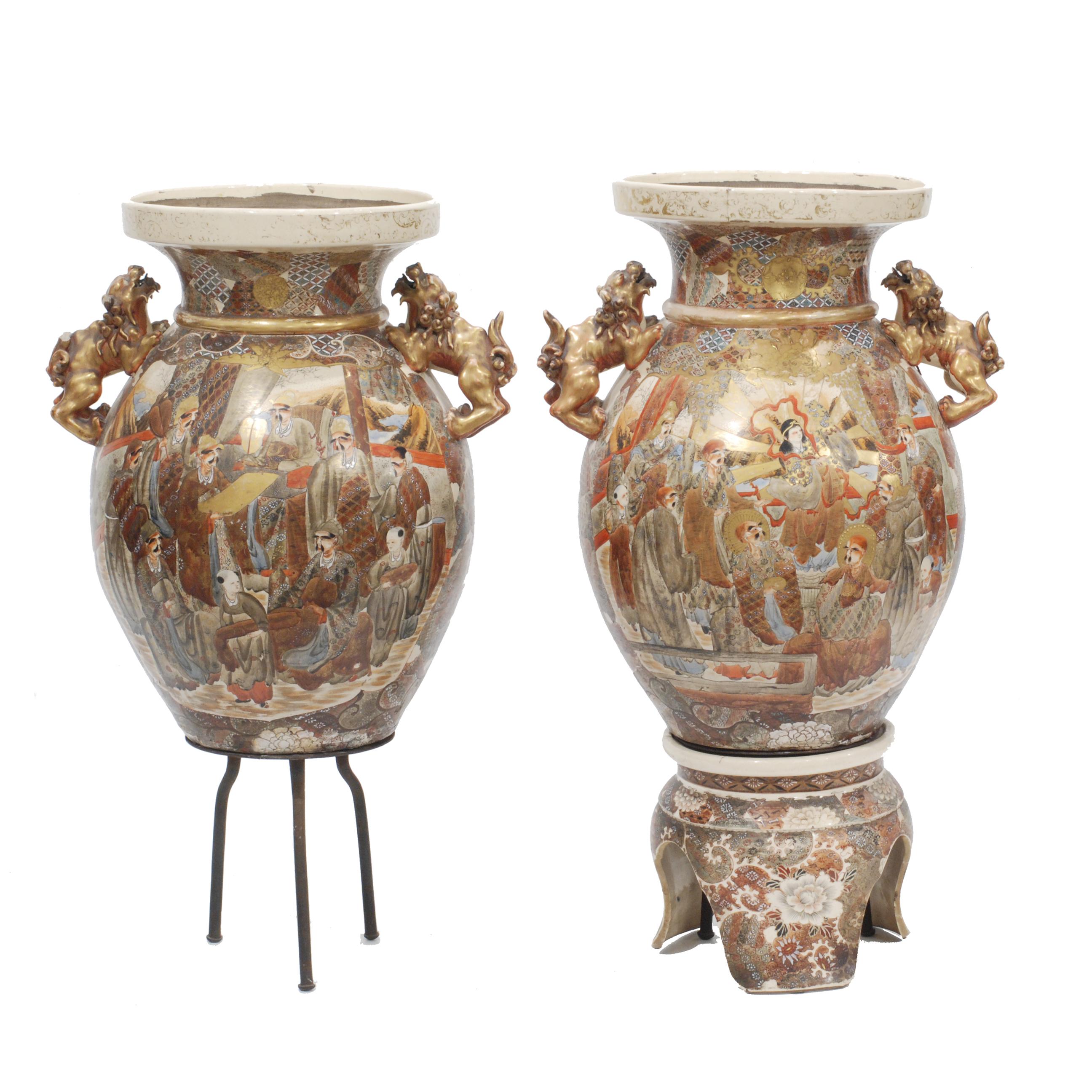 PAIR OF SATSUMA VASES C20th