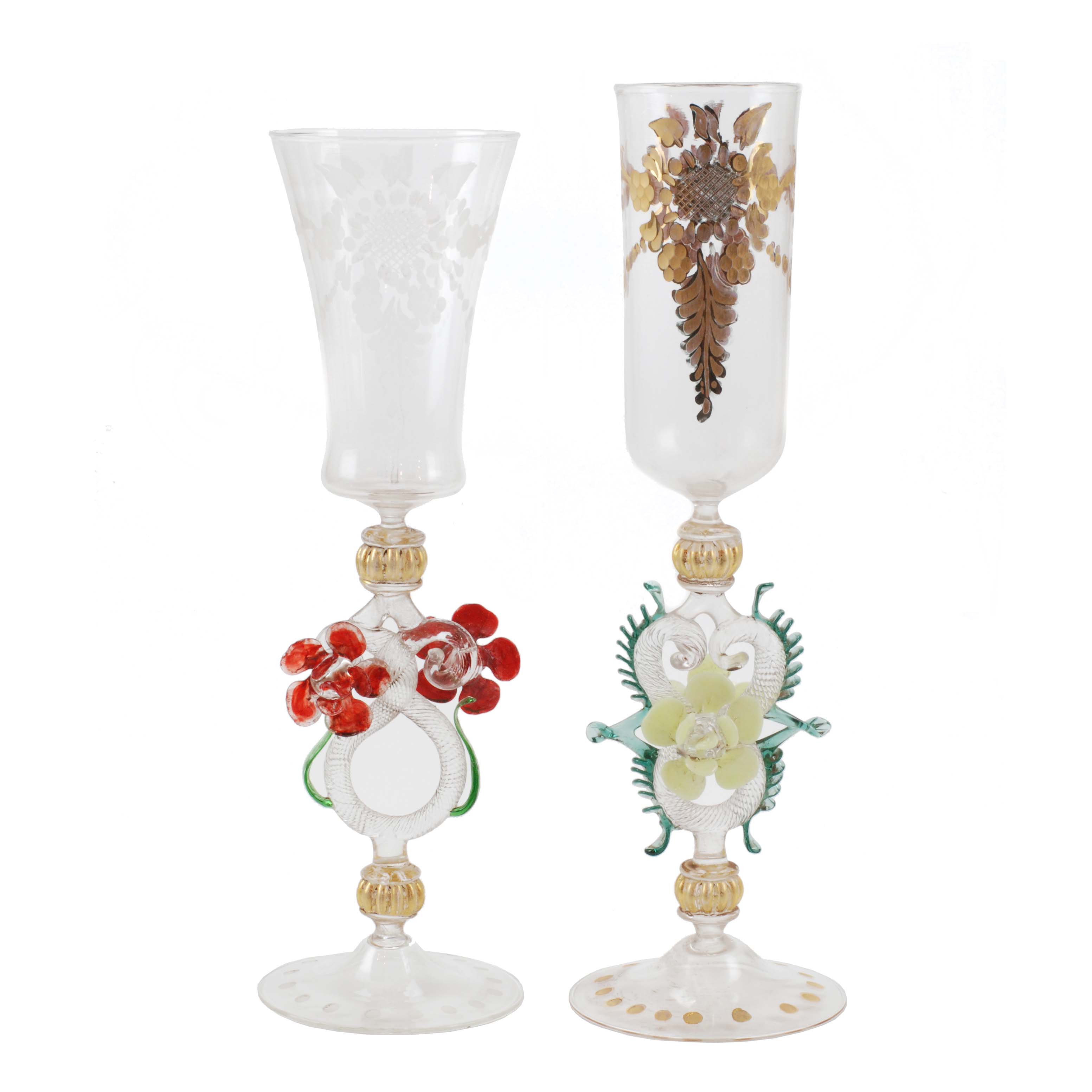 PAIR OF MURANO GLASS GOBLETS, C20th