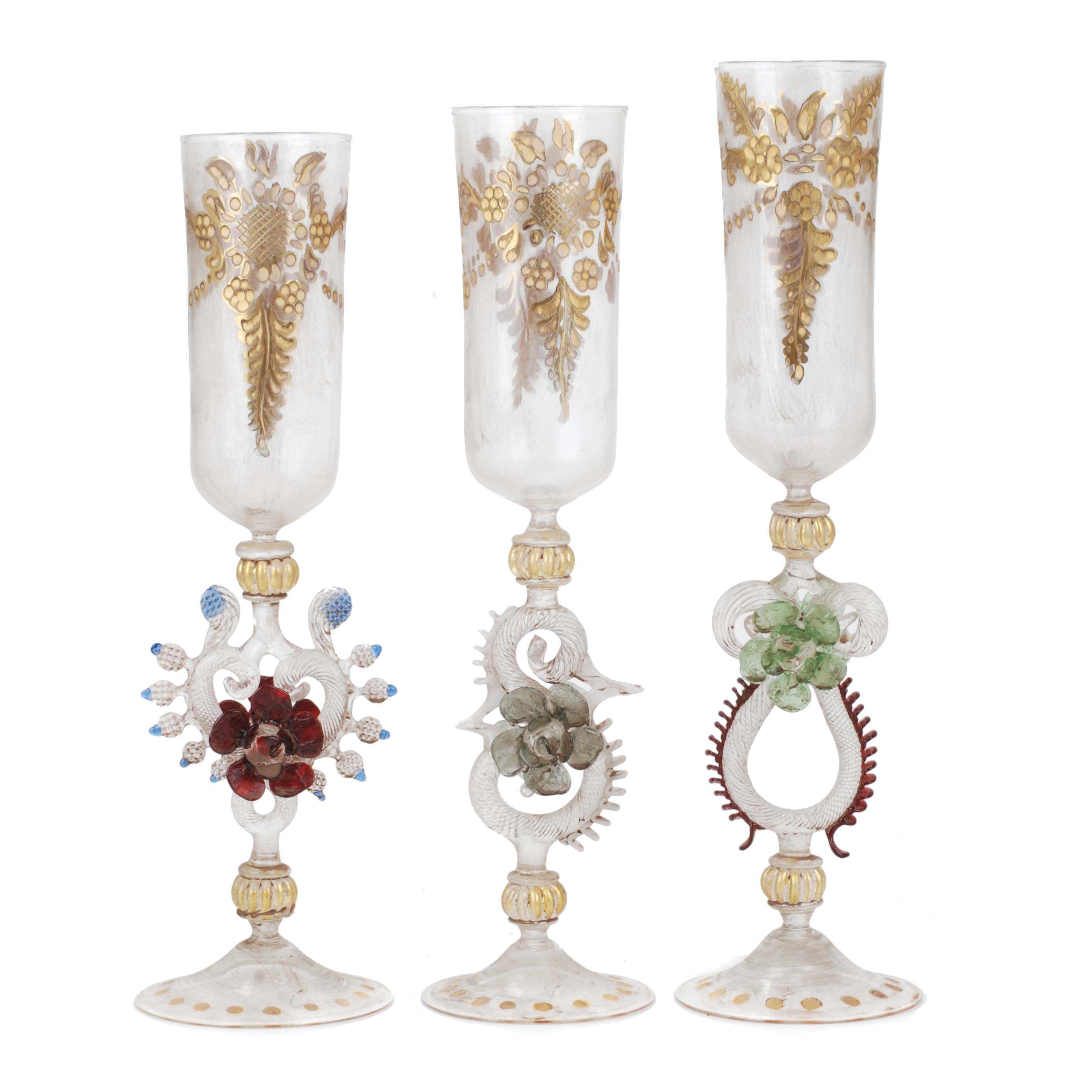 THREE VENETIAN MURANO GLASSES, C20th