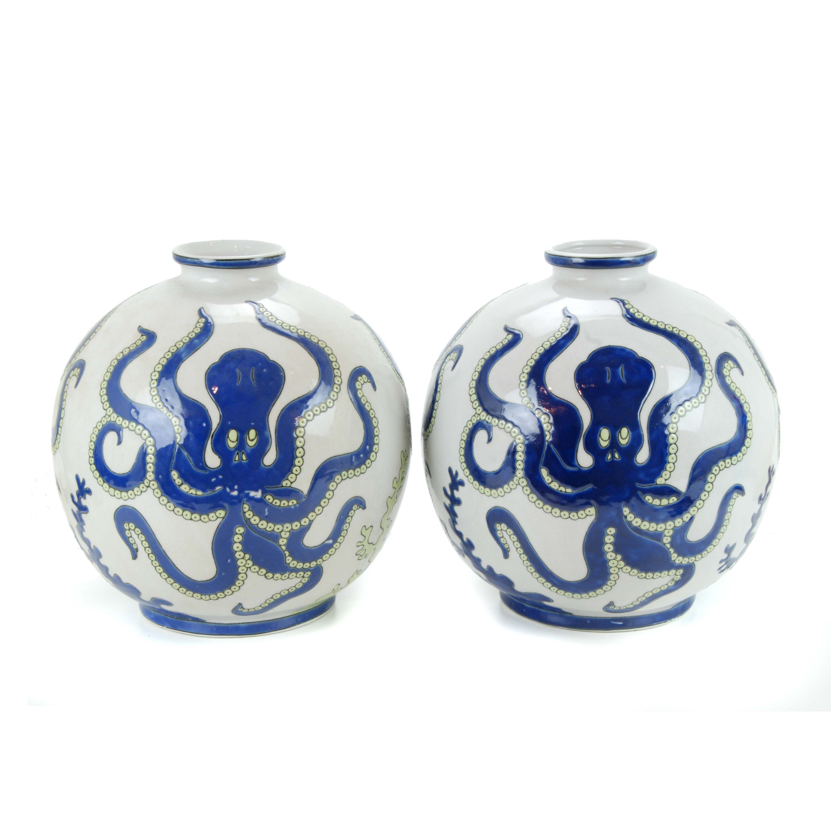 KERALOUVE LALOUVIERE. PAIR OF ART DECÓ VASES