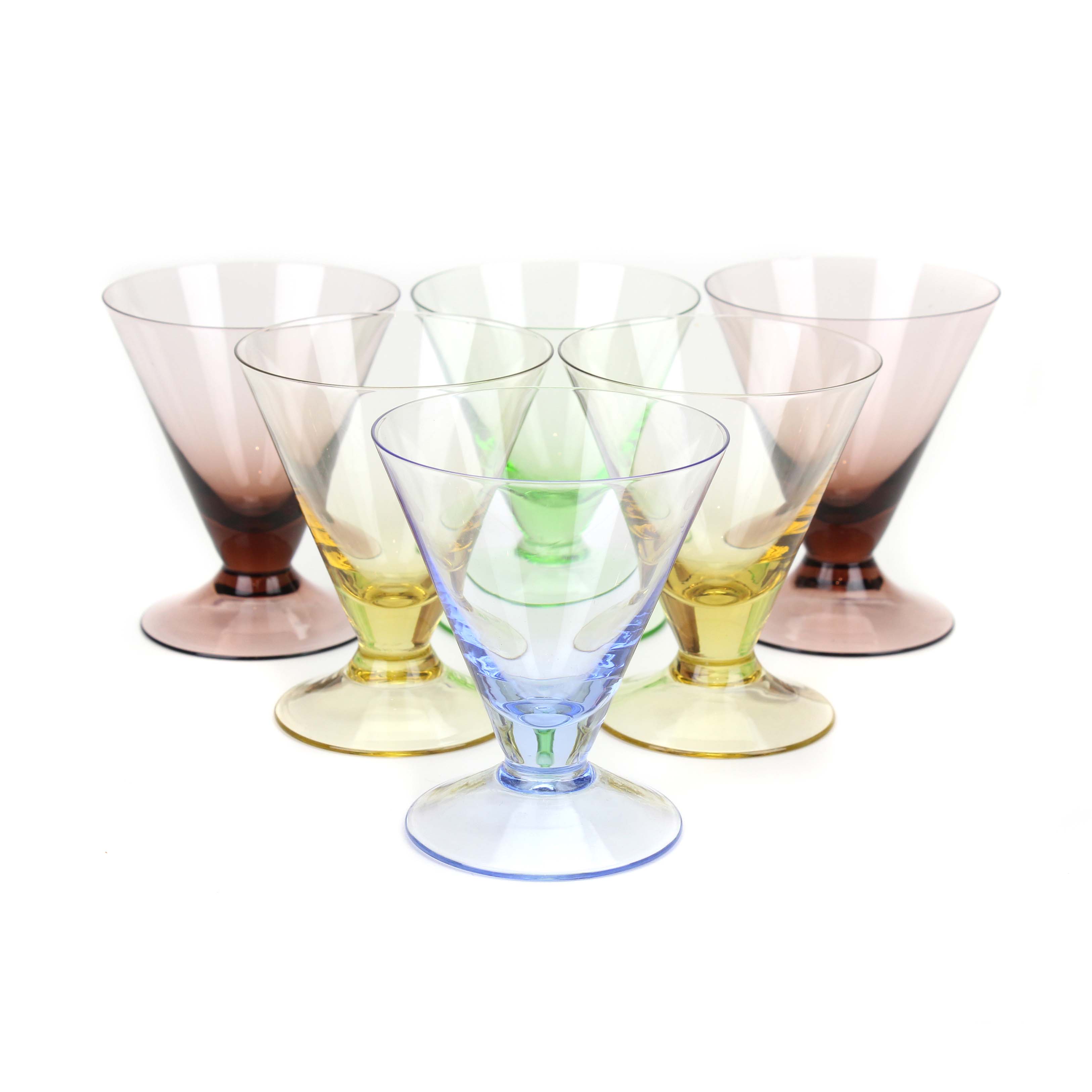 SET OF SIX LIQUOR GLASSES, 1940s.