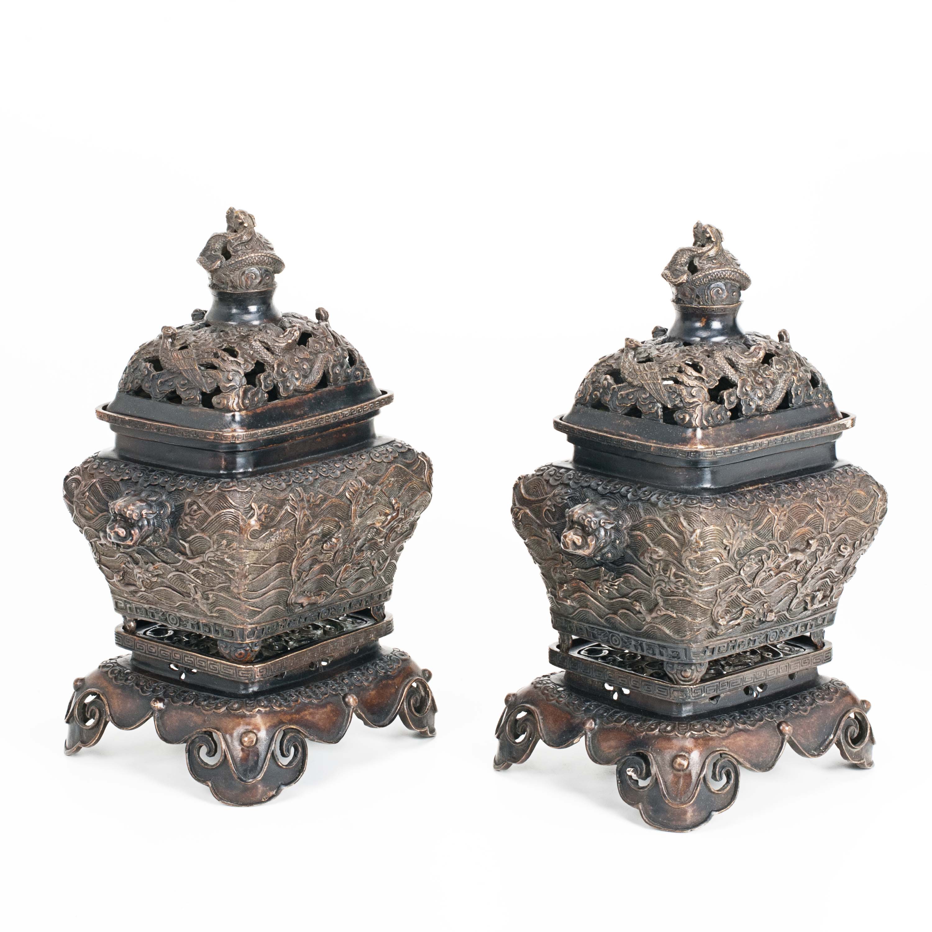 PAIR OF CHINESE CENSERS, C20th.