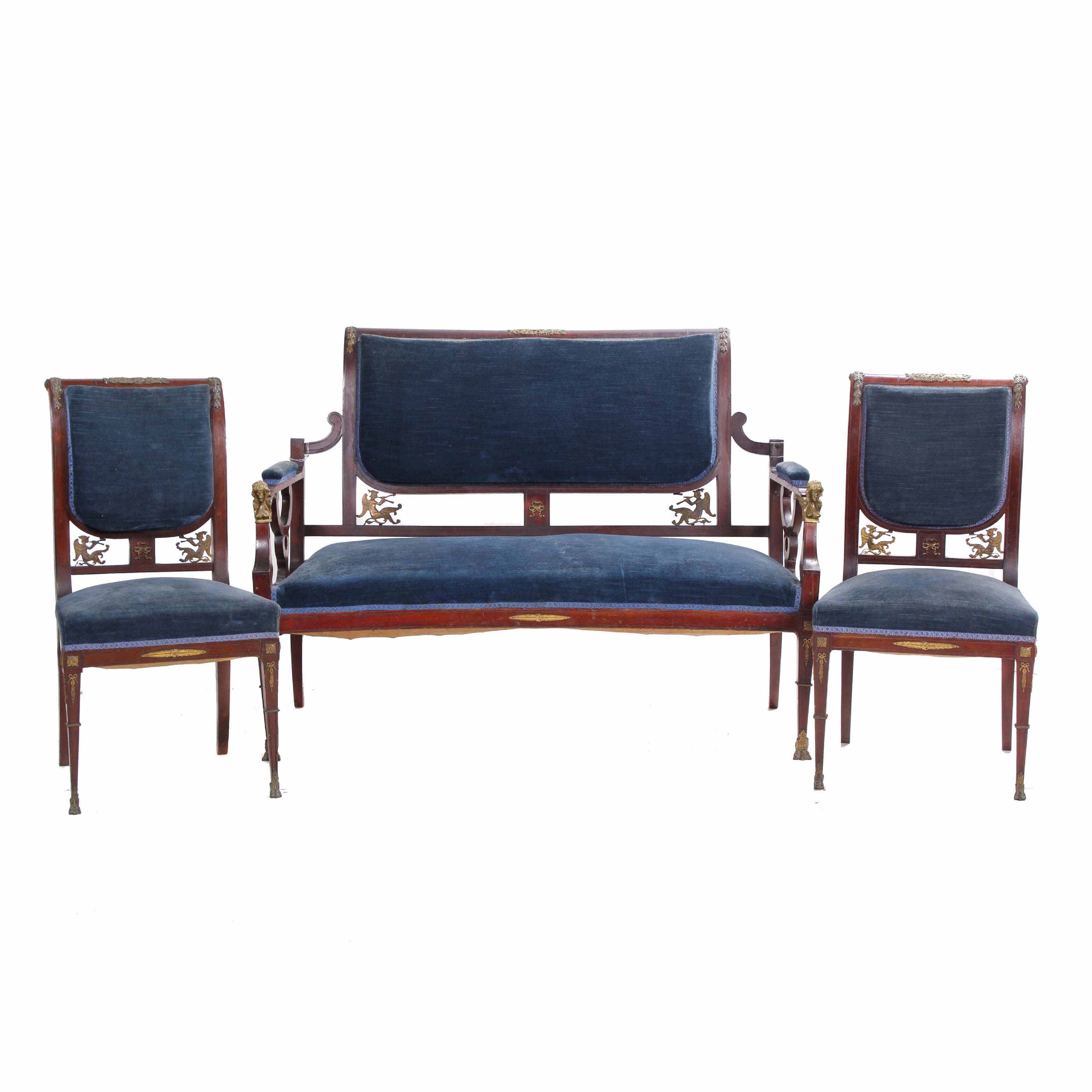 SET OF SOFA AND PAIR OF CHAIRS, EMPIRE STYLE, FIRST HALF 20