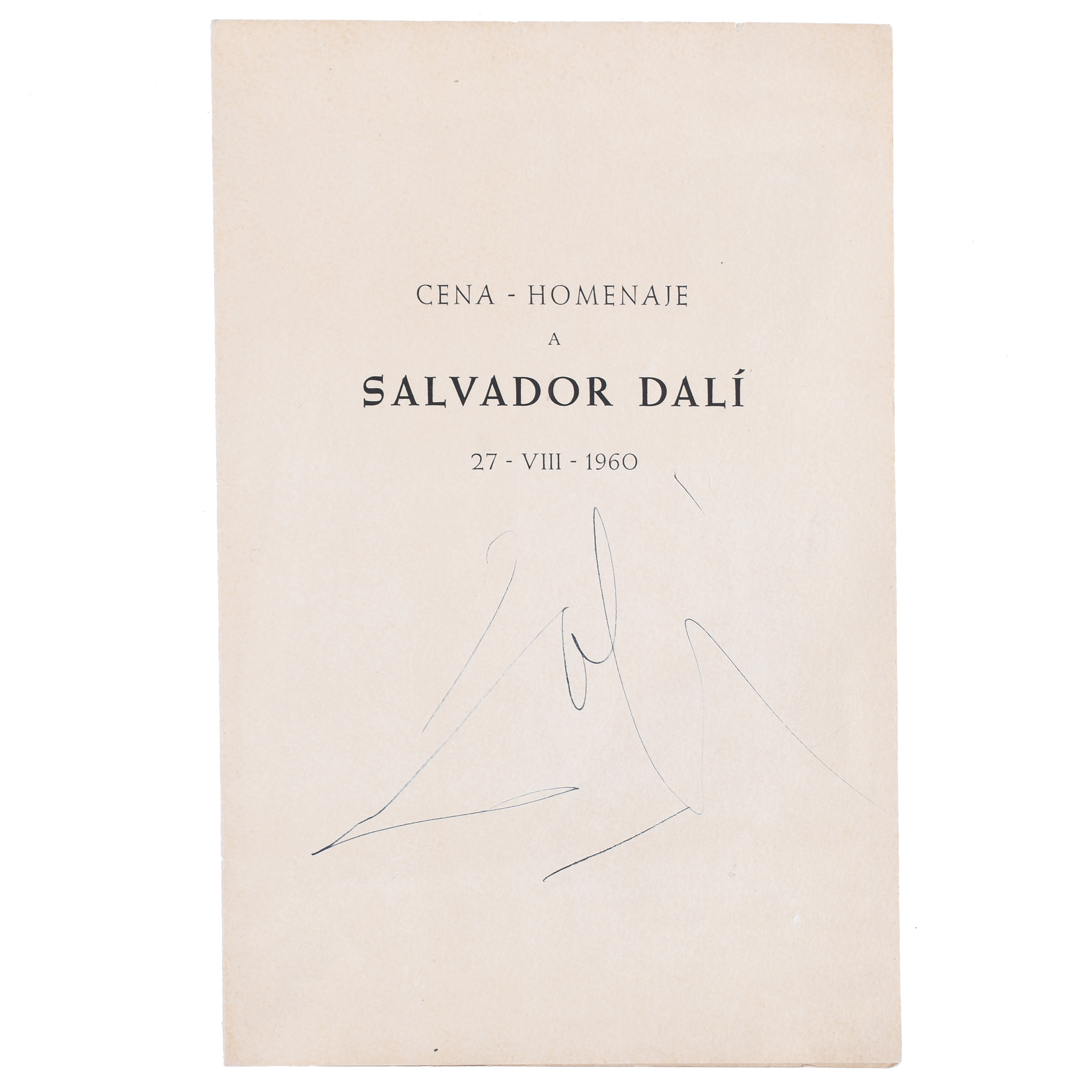 "AUTOGRAPH OF SALVADOR DALÍ ON THE MINUTES OF THE DINNER-HO