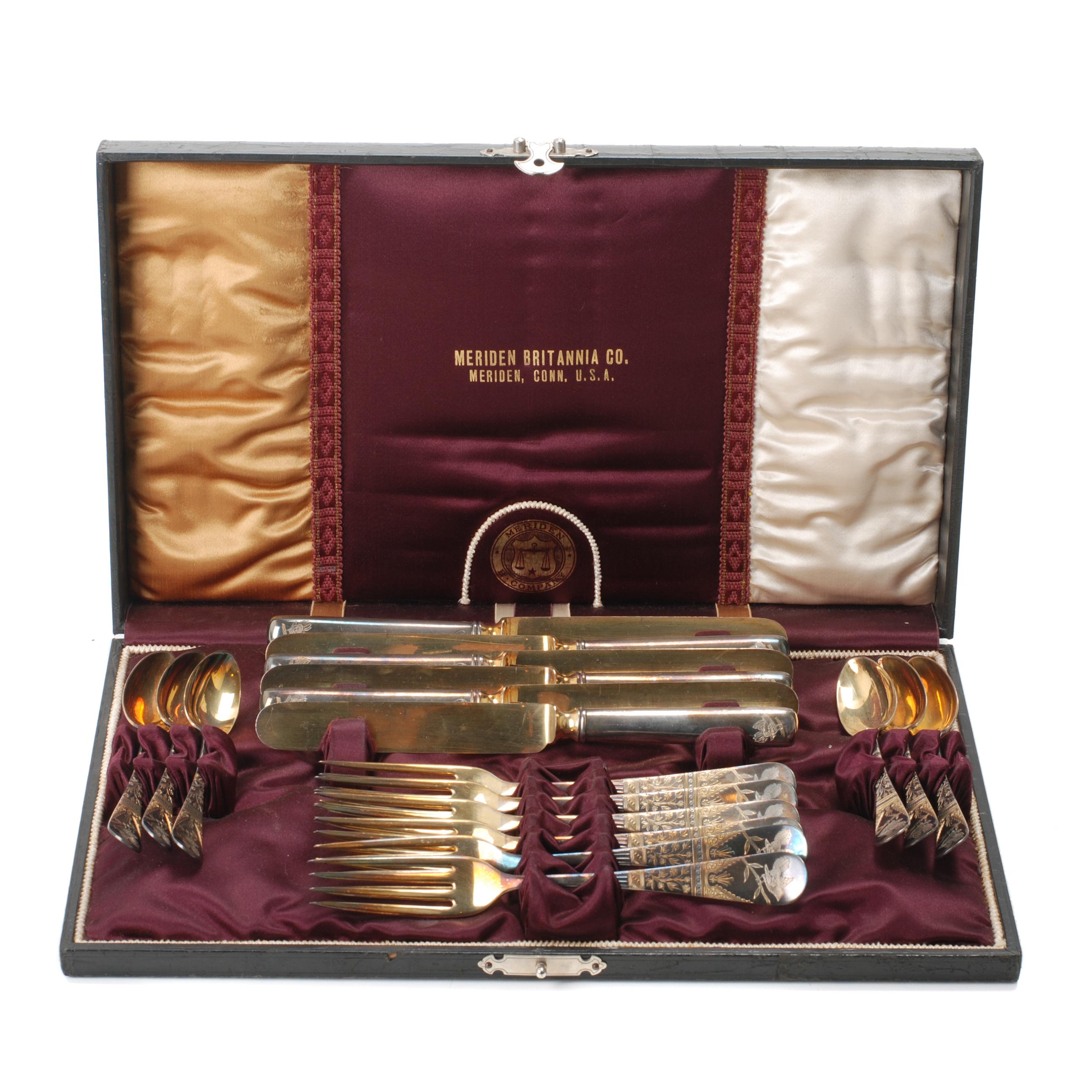 MERIDEN BRITANNIA  CO. AMERICAN CUTLERY SET, LATE 19TH CENT