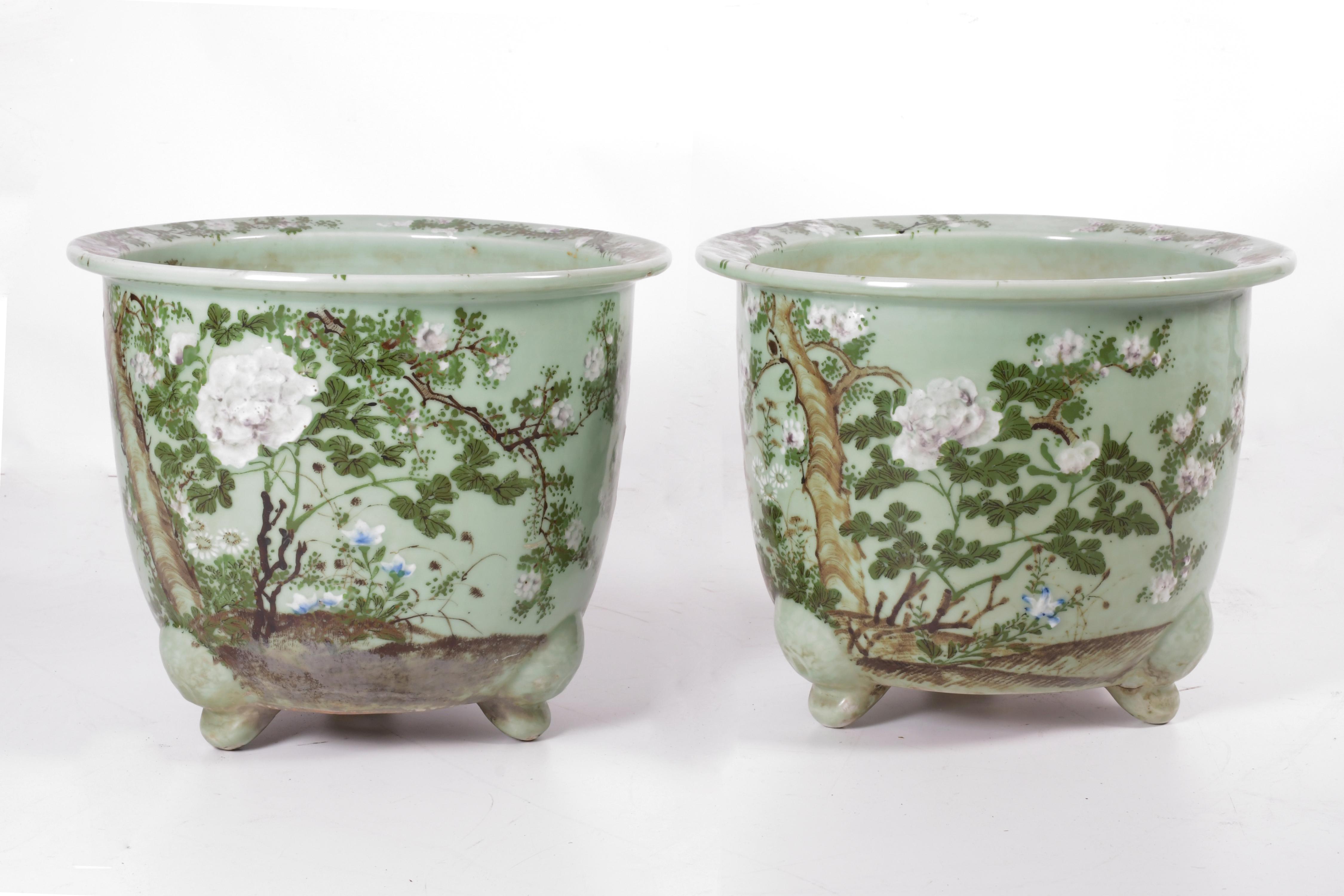 PAIR OF CHINESE FLOWERPOTS, MID 20TH CENTURY