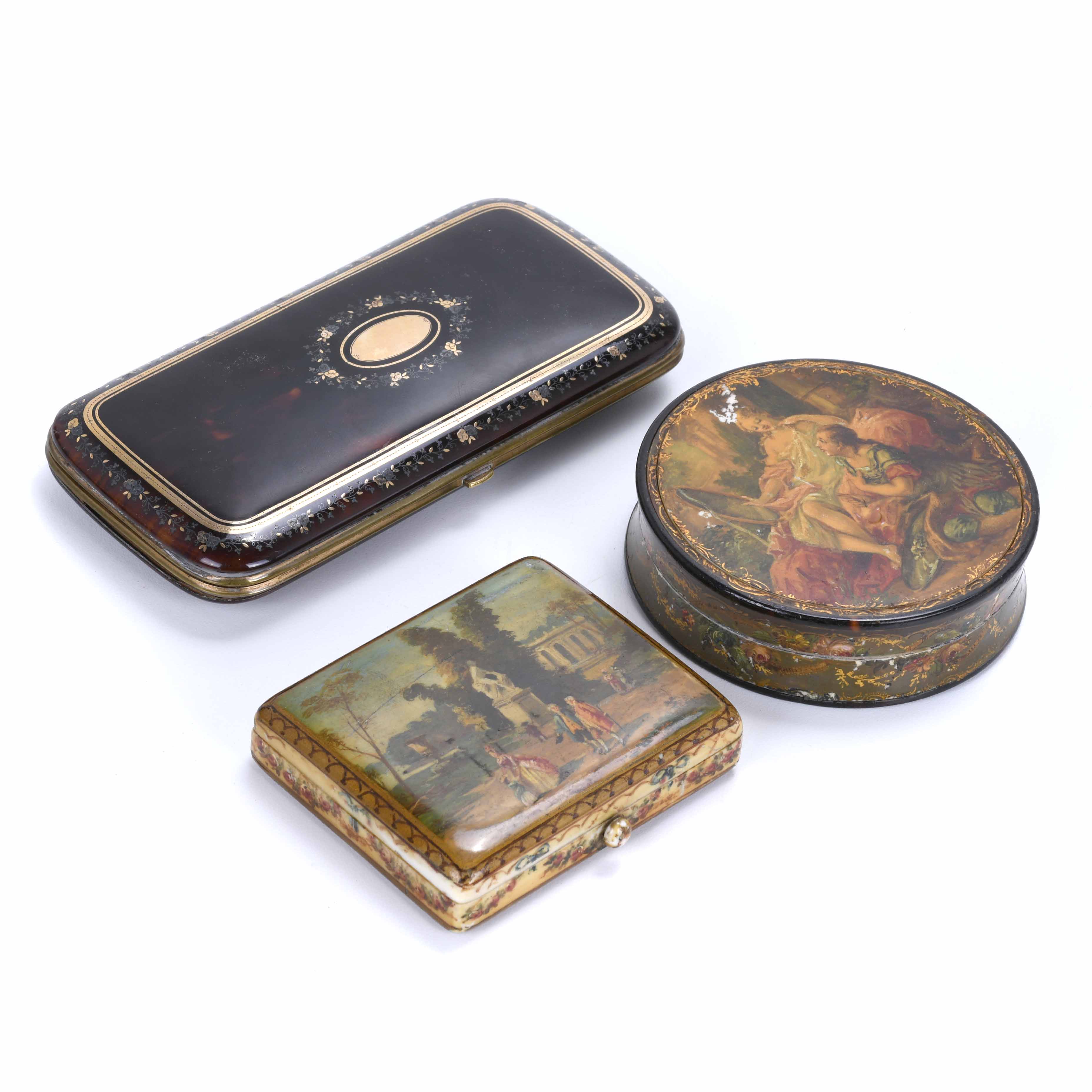 TWO SMALL BOXES AND A CASE, EARLY 20TH CENTURY.