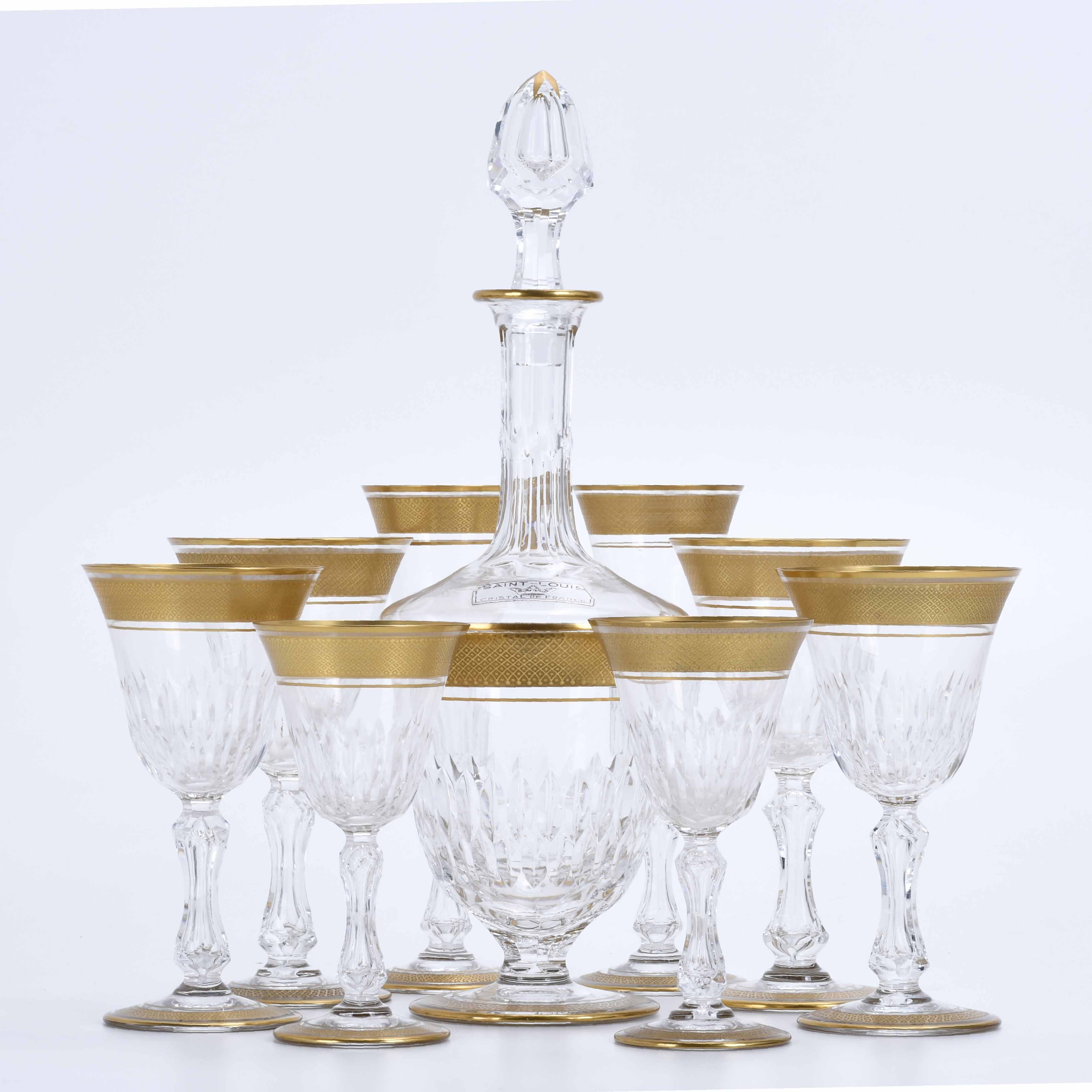 SET OF "SAINT LOUIS" CRYSTALWARE GLASSES, FRANCE, MID 20TH 