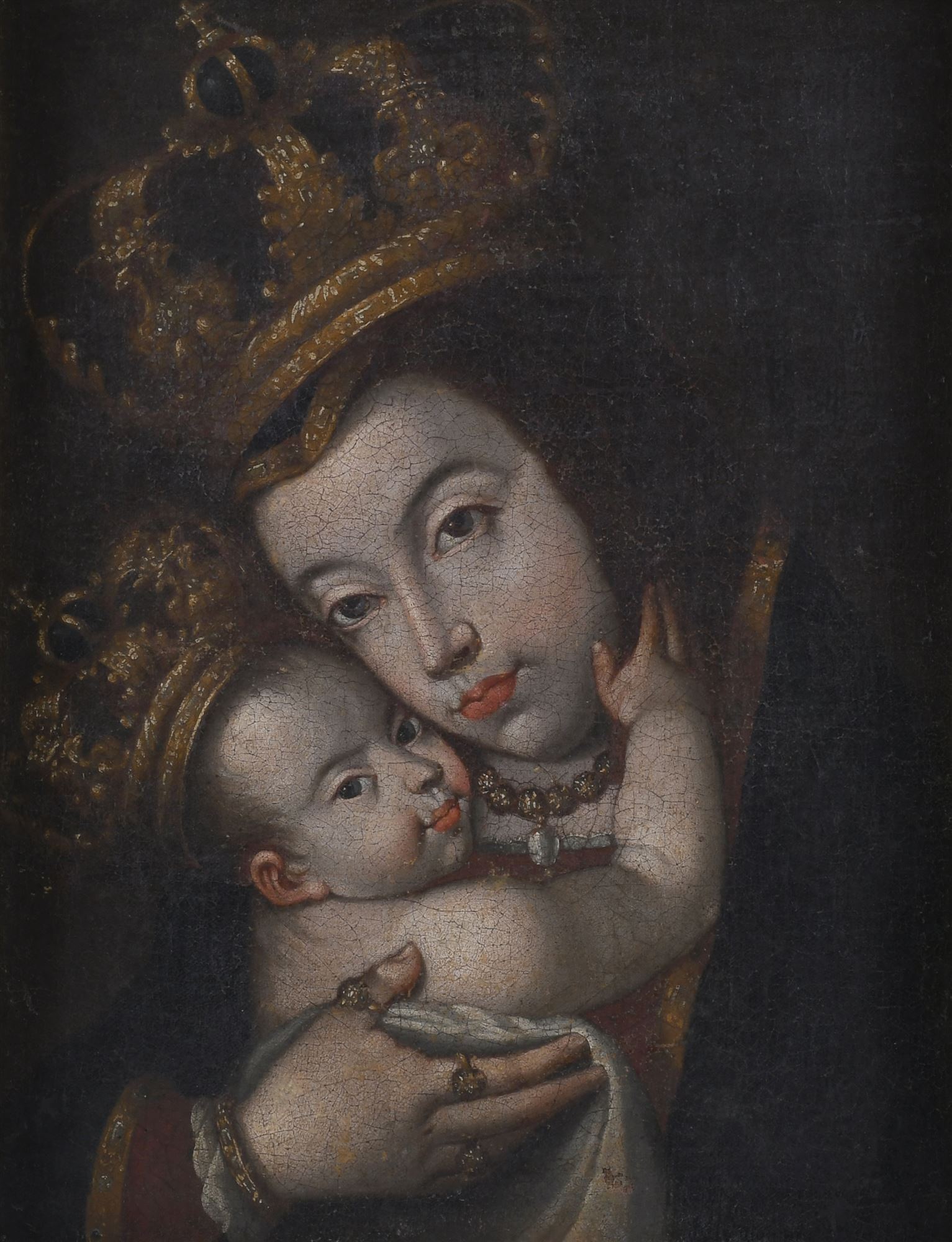 17TH-18TH CENTURY SPANISH SCHOOL "MADONNA OF BETHLEHEM".