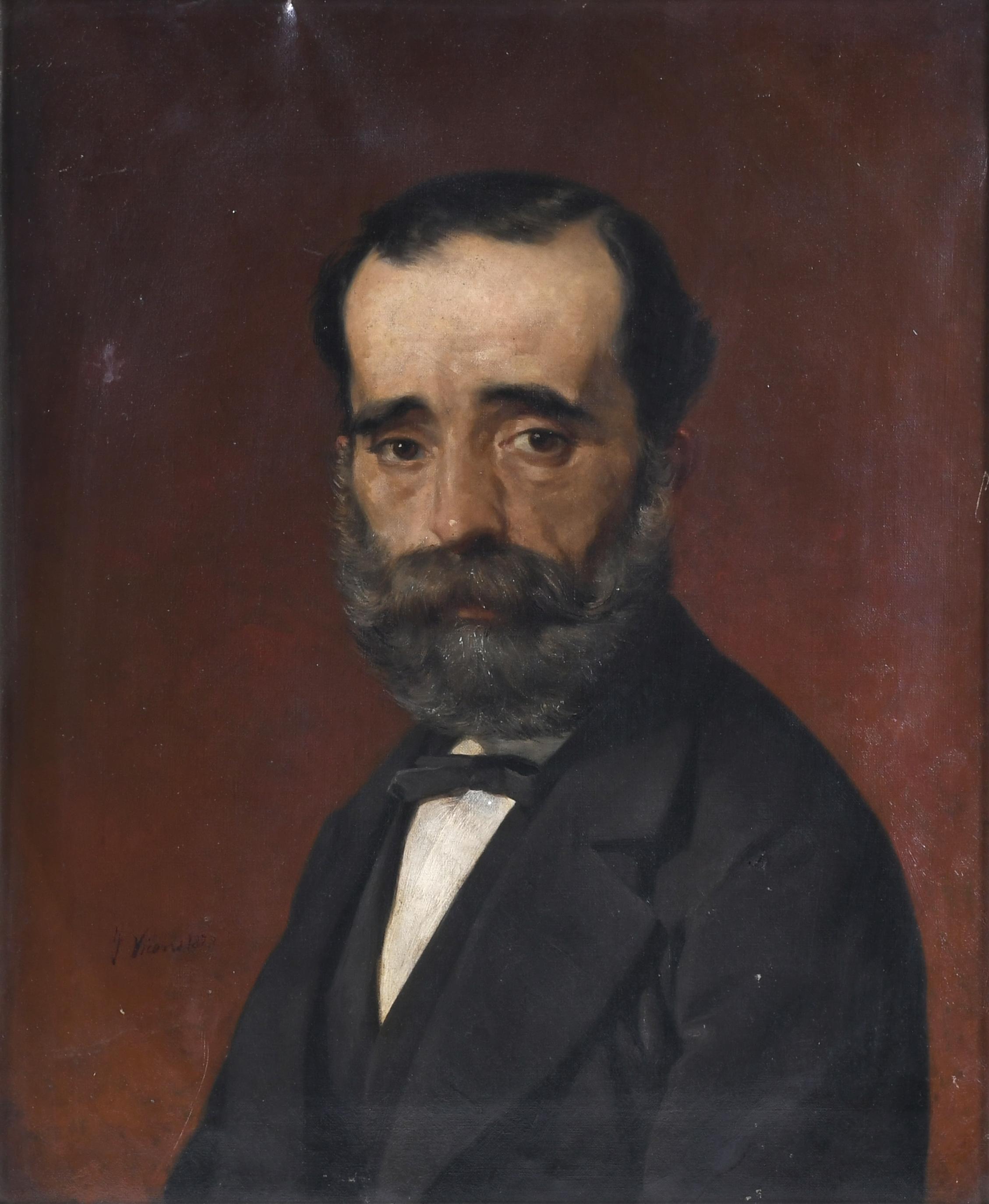 JUAN VICENS COTS (1830-1886). "PORTRAIT OF A GENTLEMAN", 18