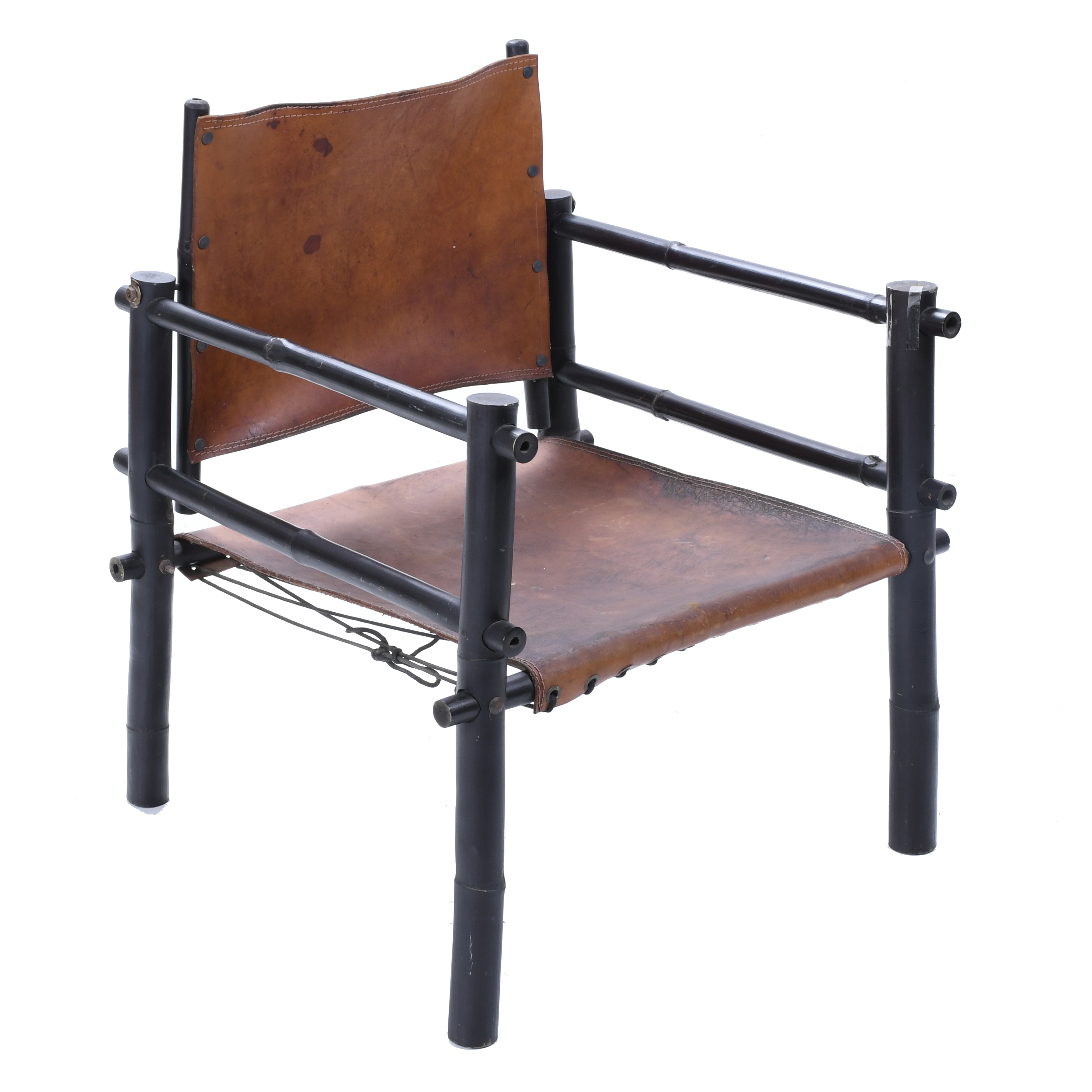 SAFARI STYLE ARMCHAIR, MID 20TH CENTURY.