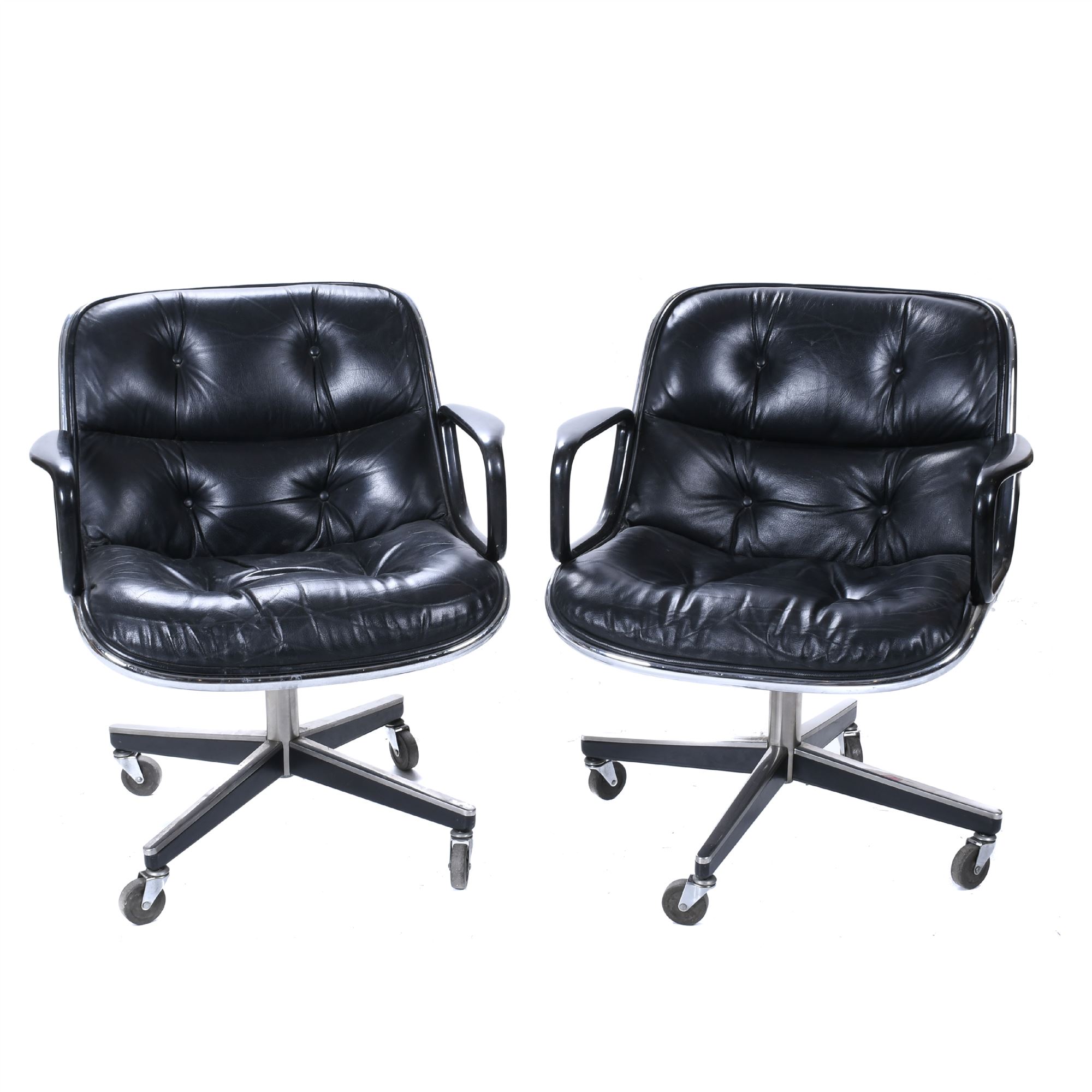 CHARLES POLLOCK (1930-2013). PAIR OF OFFICE SWIVEL CHAIRS, 