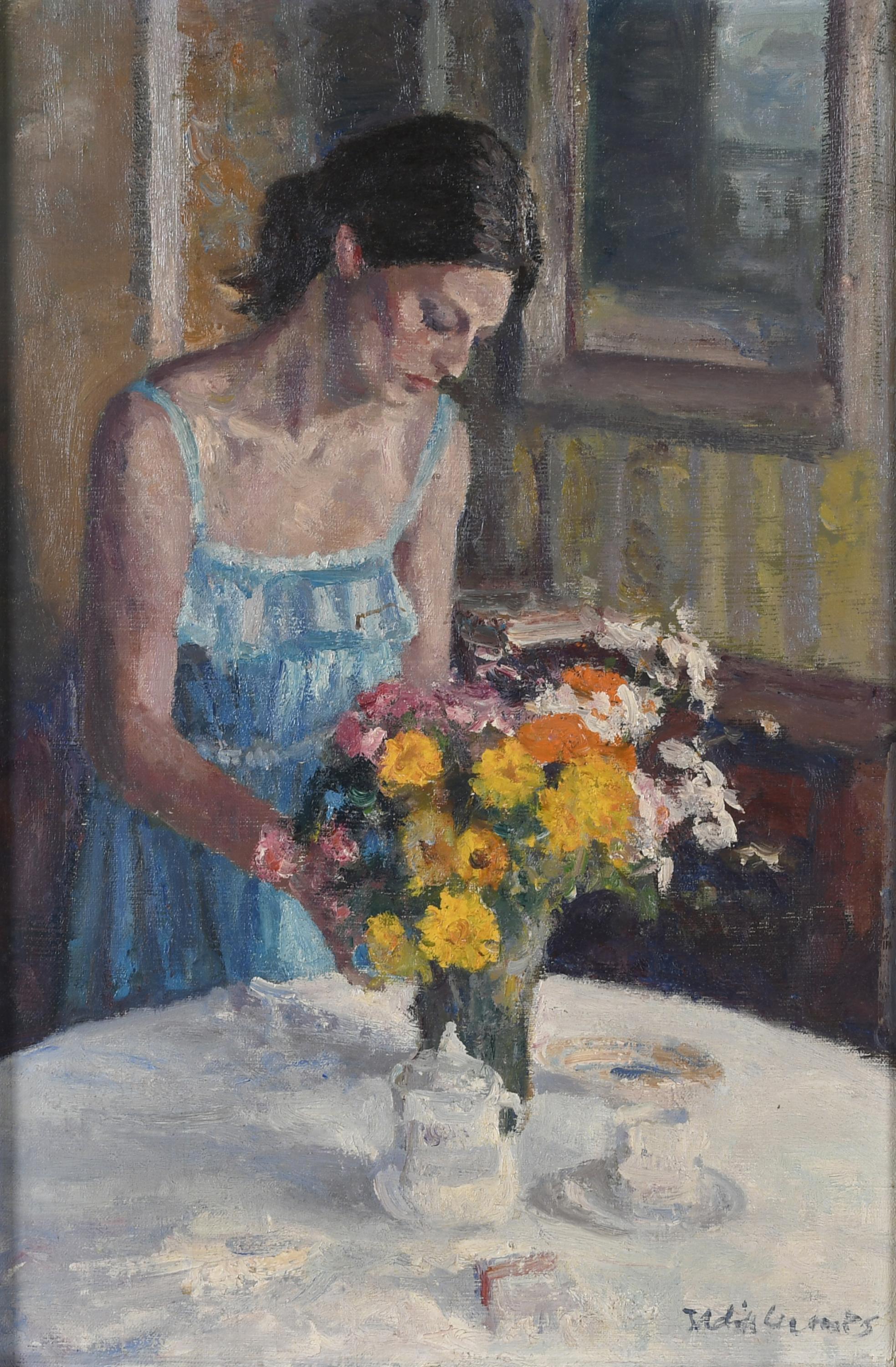 ÀNGEL BADIA CAMPS (1929-2019). "WOMAN WITH A FLOWERS VASE".