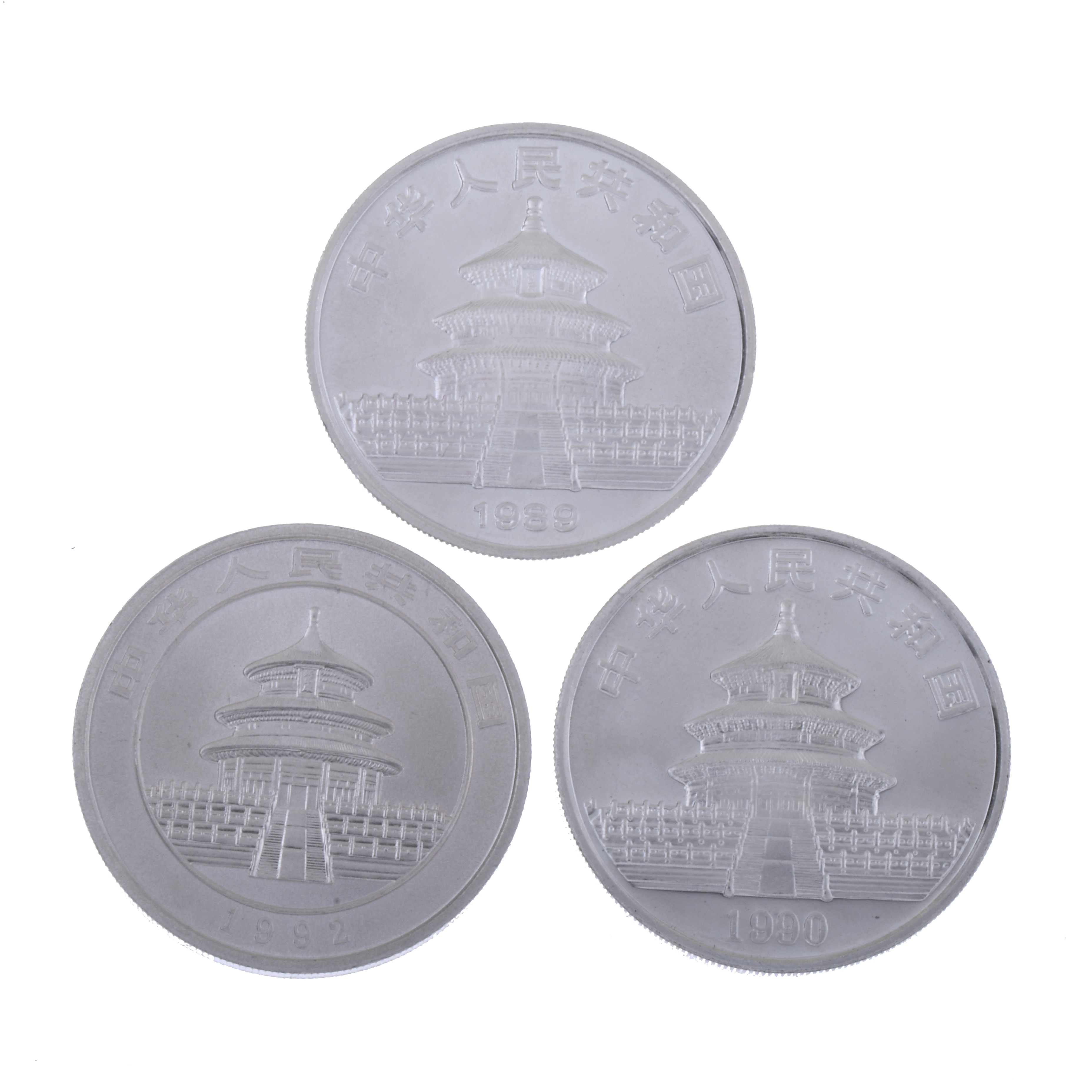 THREE COINS IN PURE SILVER.