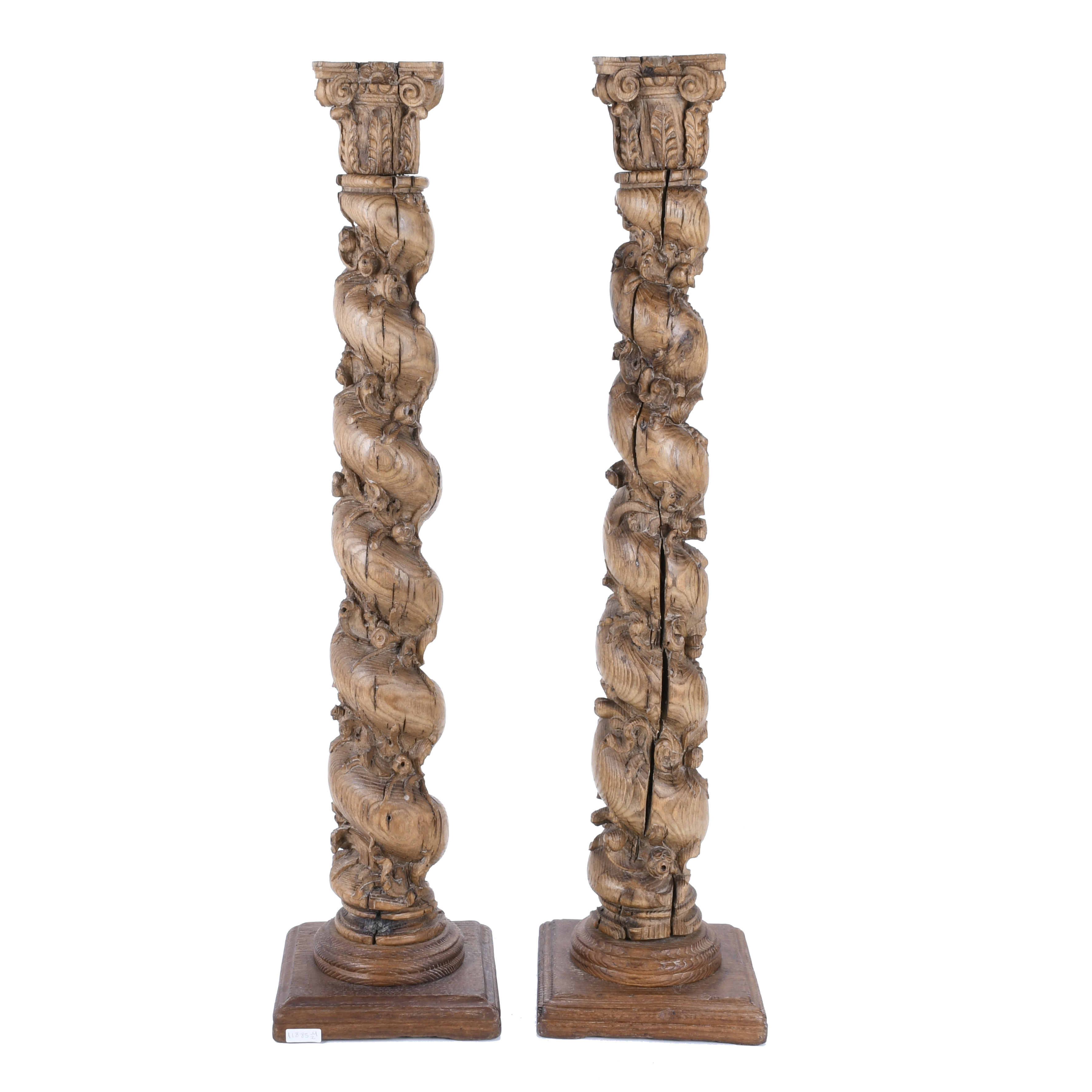 PAIR OF SPANISH SOLOMONIC COLUMNS, 18TH CENTURY.