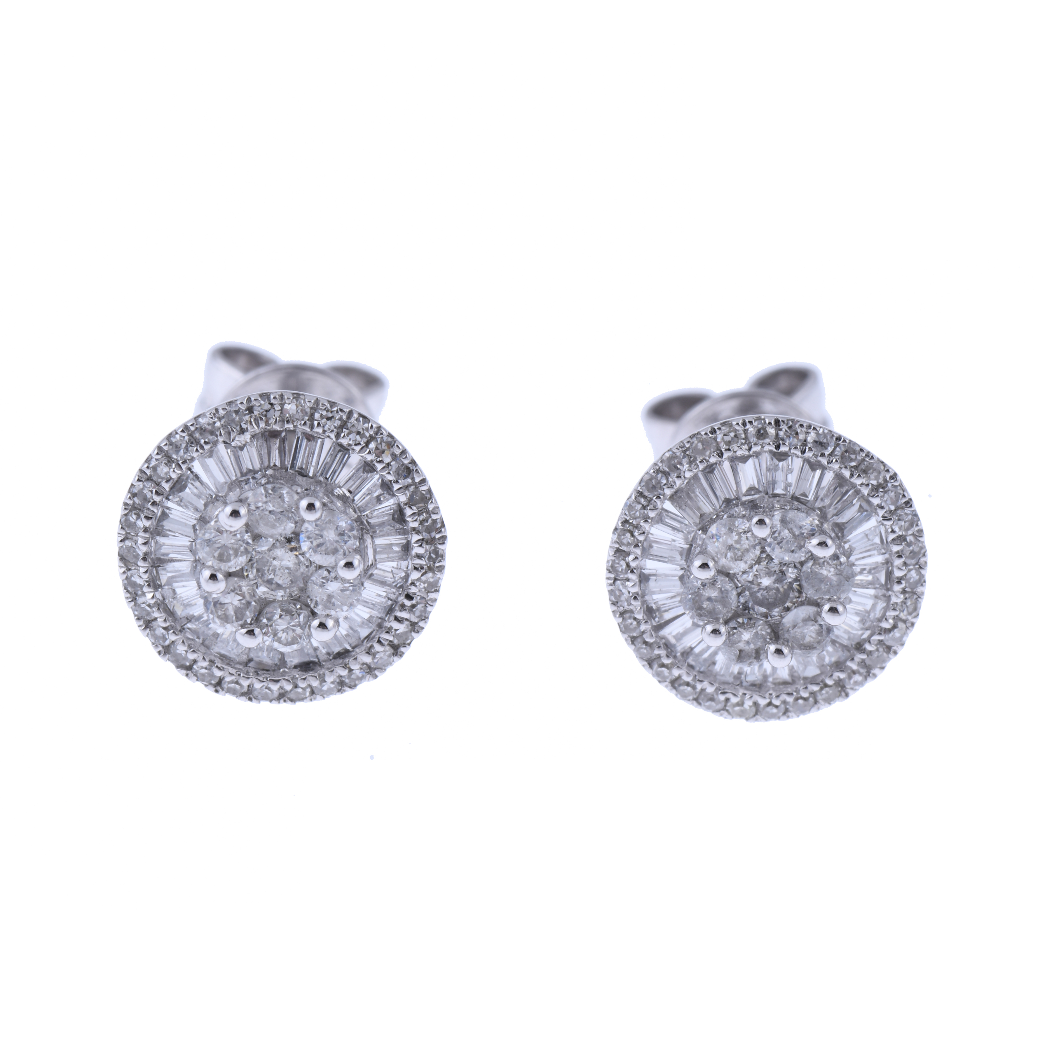 DIAMONDS BUTTON EARRINGS.