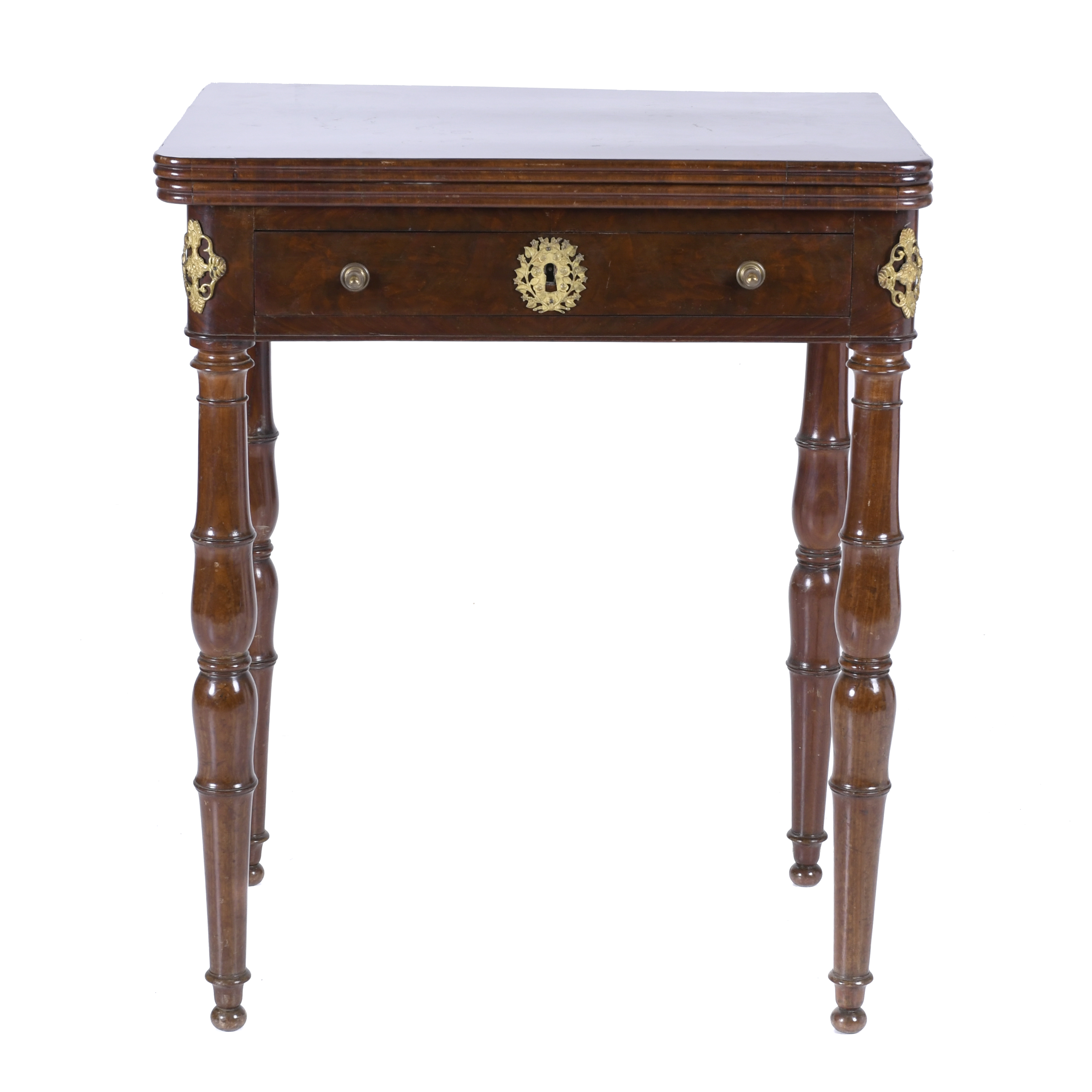 SMALL FRENCH EMPIRE STYLE FOLDING GAME TABLE, 20TH CENTURY.