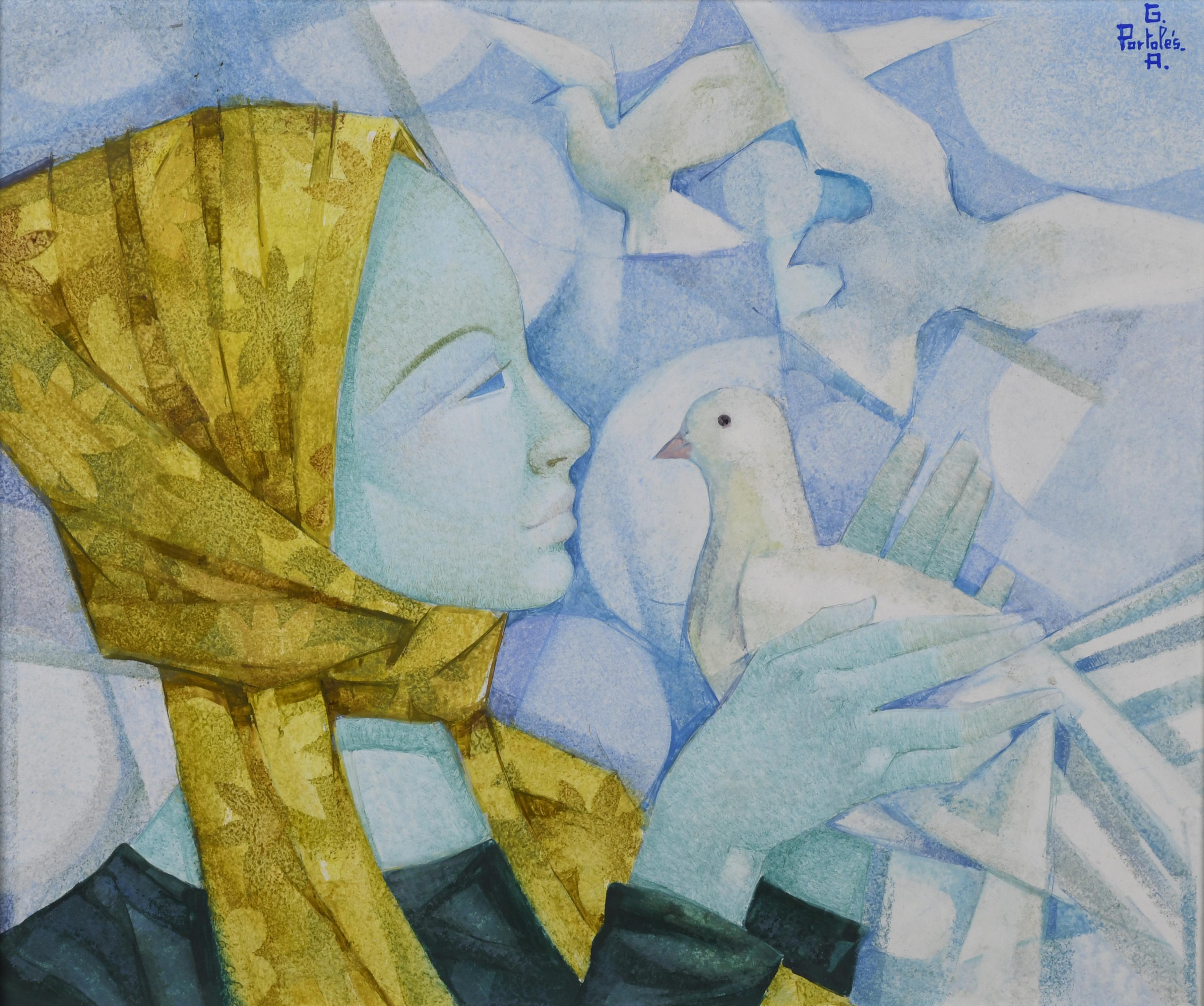 GABRIEL PORTOLÉS (1930). "WOMAN AND DOVE".