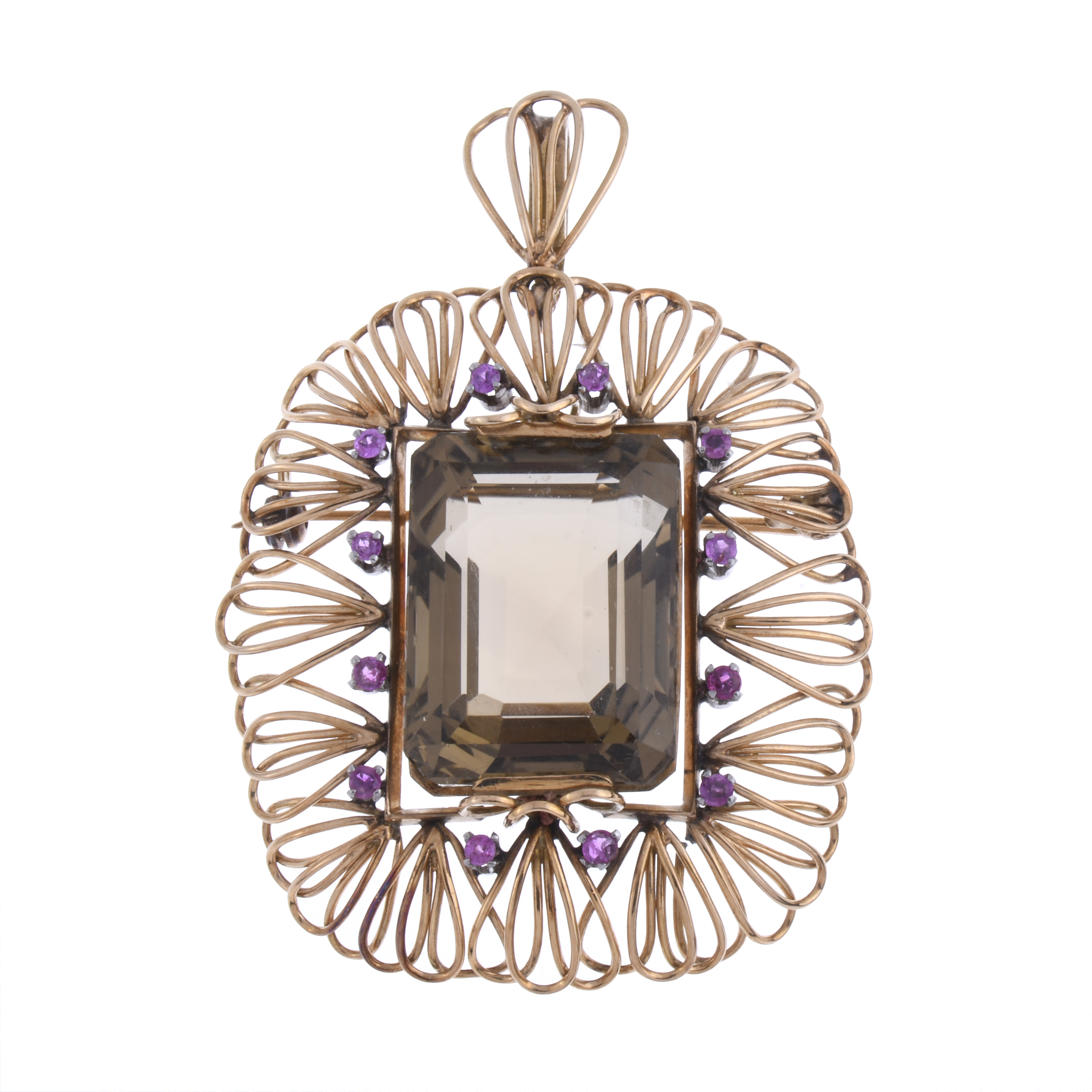 BROOCH-PENDANT WITH QUARTZ.