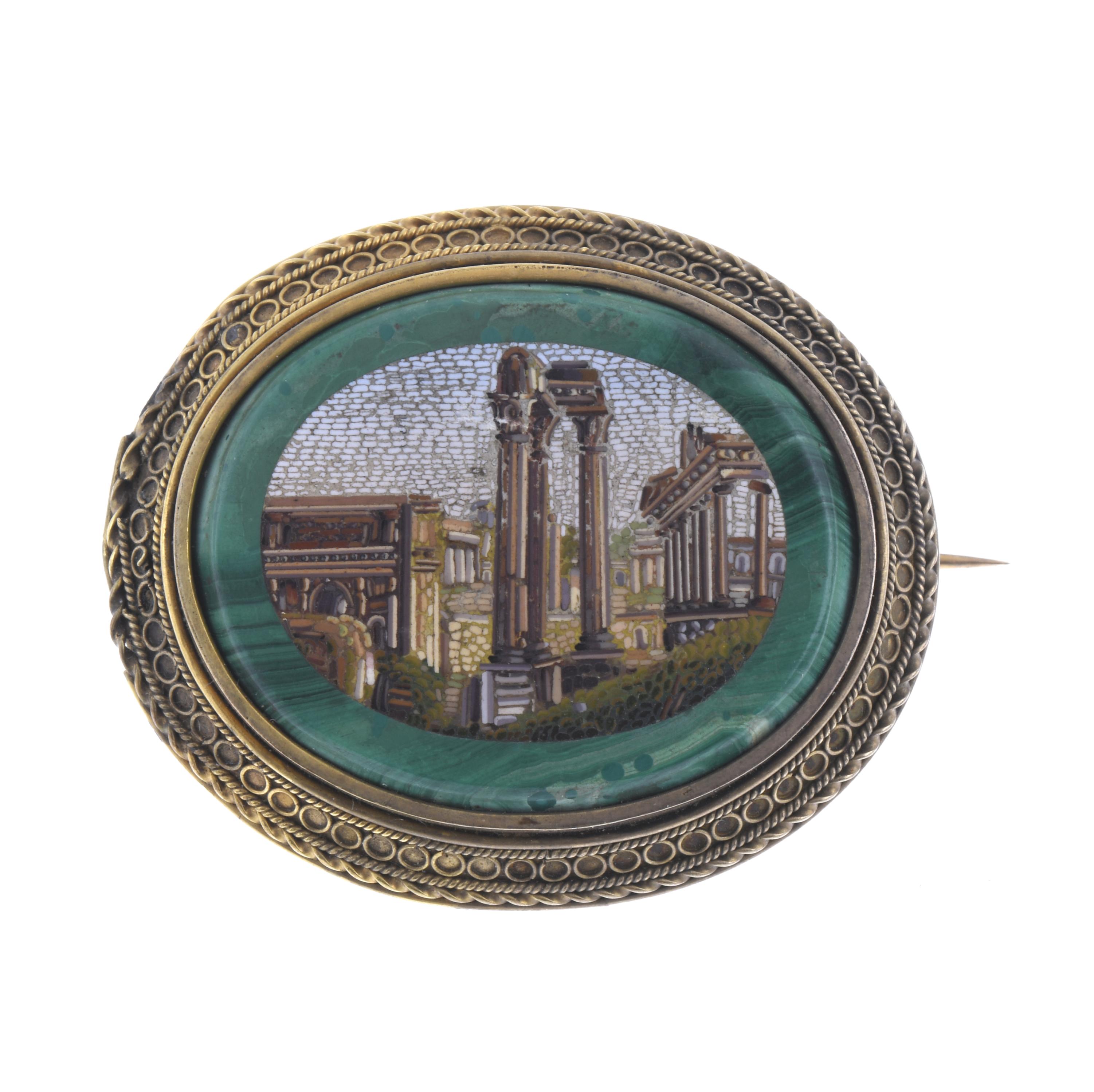 ITALIAN MICROMOSAIC BROOCH, LATE 19TH CENTURY.