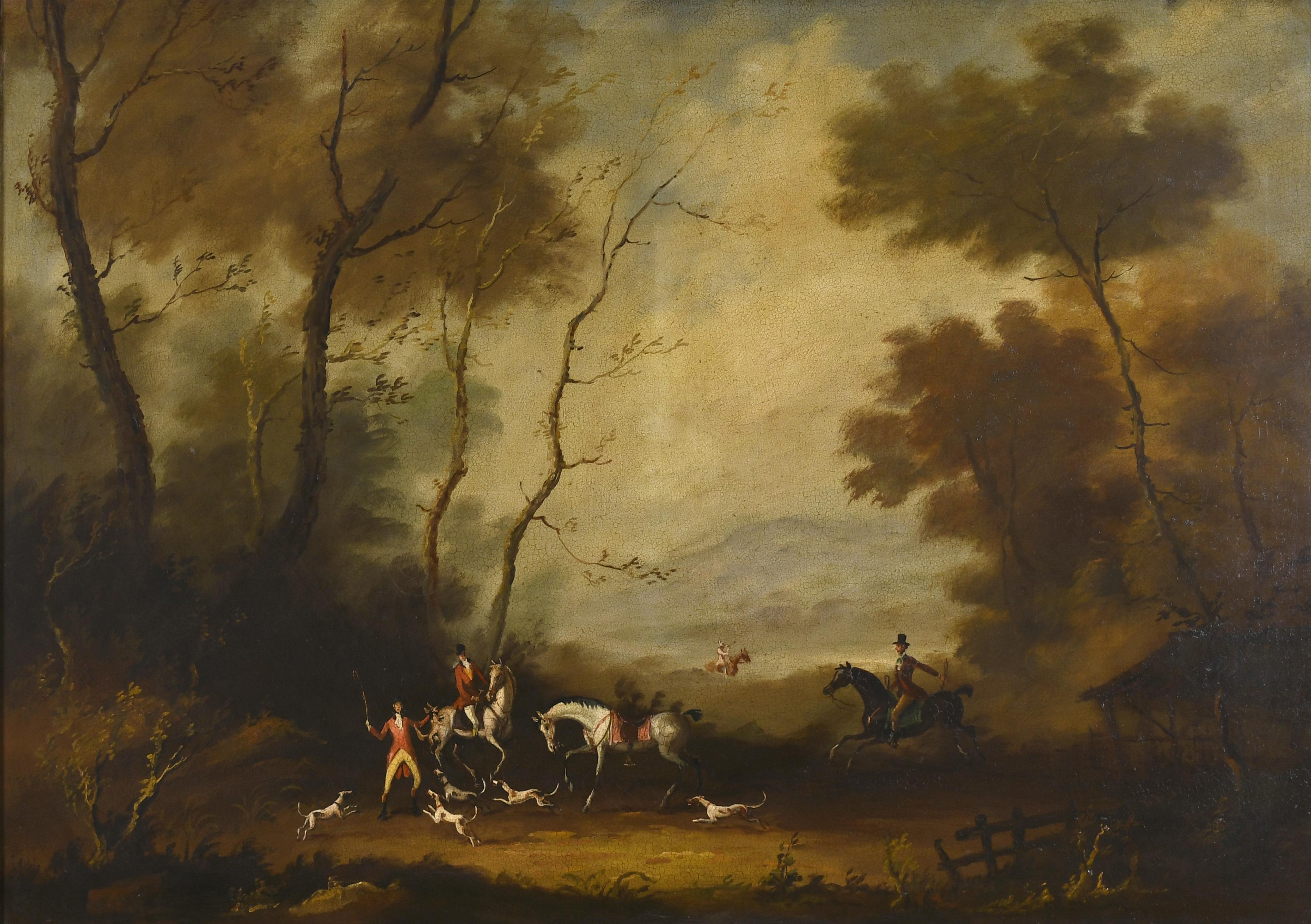 20TH CENTURY SPANISH OR ENGLISH SCHOOL. "HUNTING SCENE".