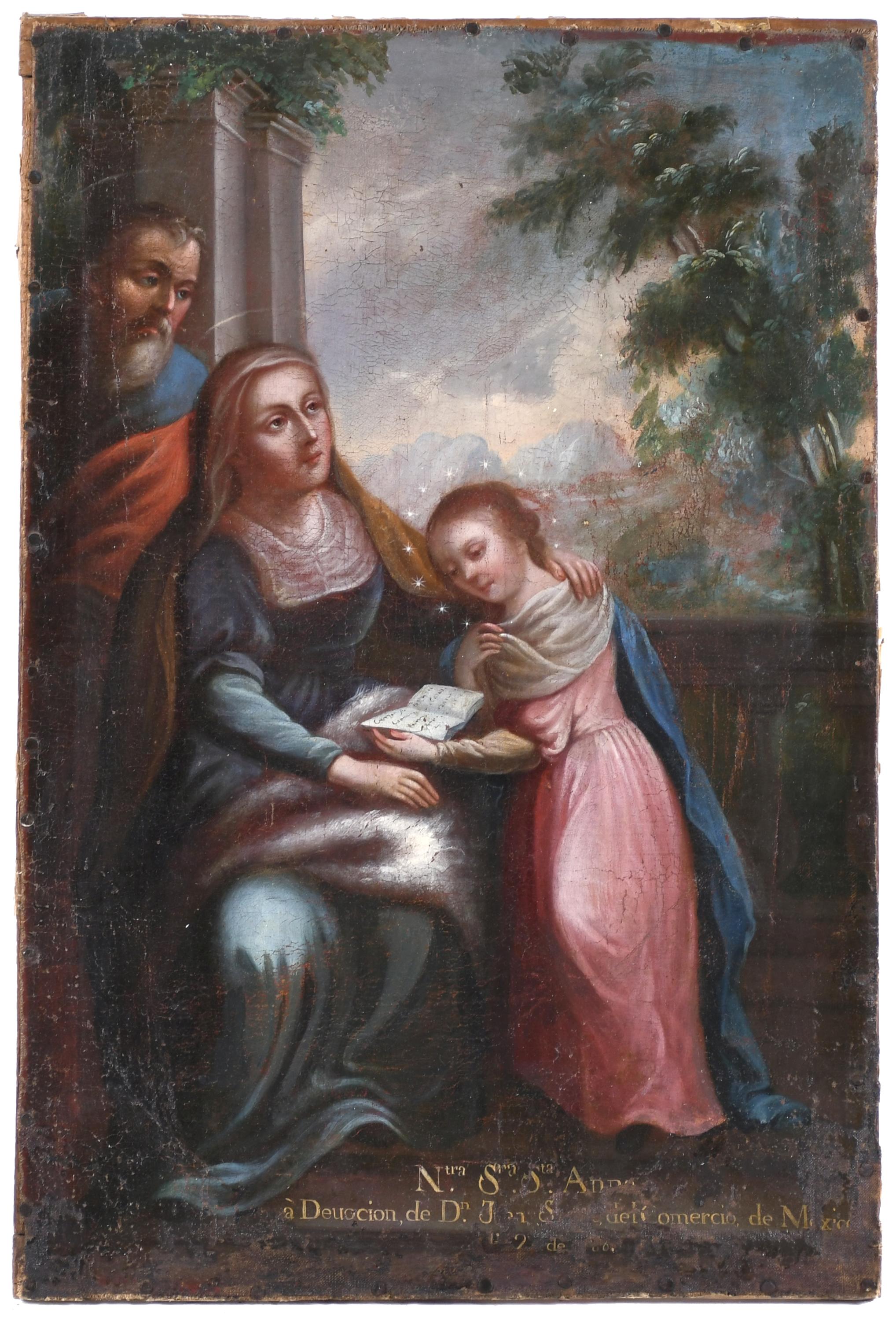 19TH CENTURY, SPANISH SCHOOL. "SAINT ANNE AND SAINT JOACHIM