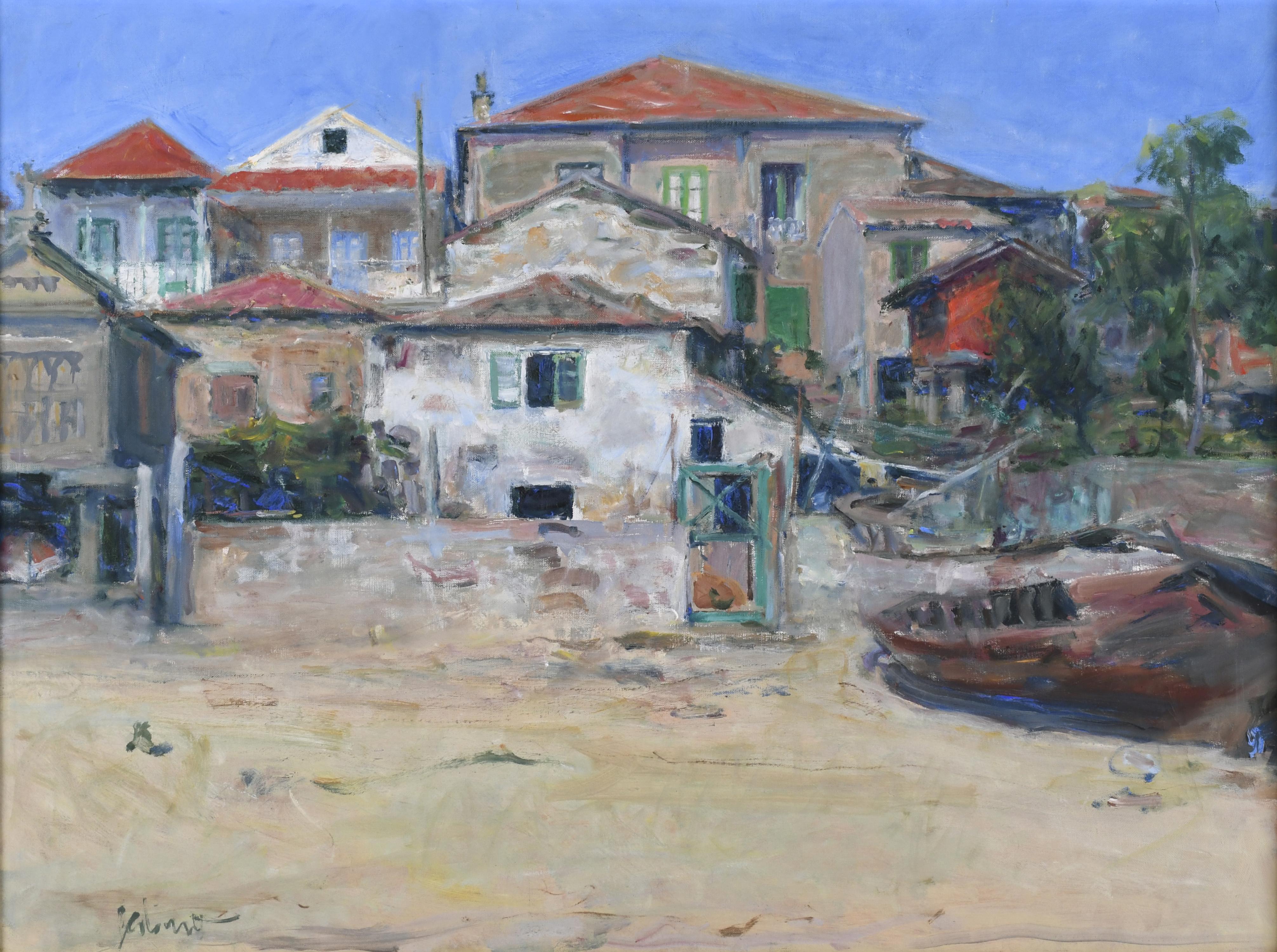 GABINO REY SANTIAGO (1928-2006) "CASAS EN LA PLAYA". Combar