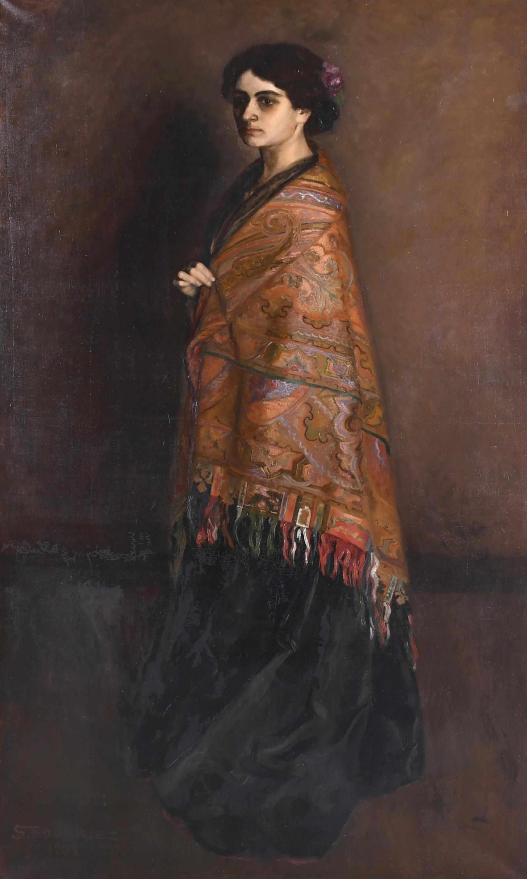 ESCUELA ESPAÑOLA, SIGLO XX. "MUJER CON MANTÓN", 1905.