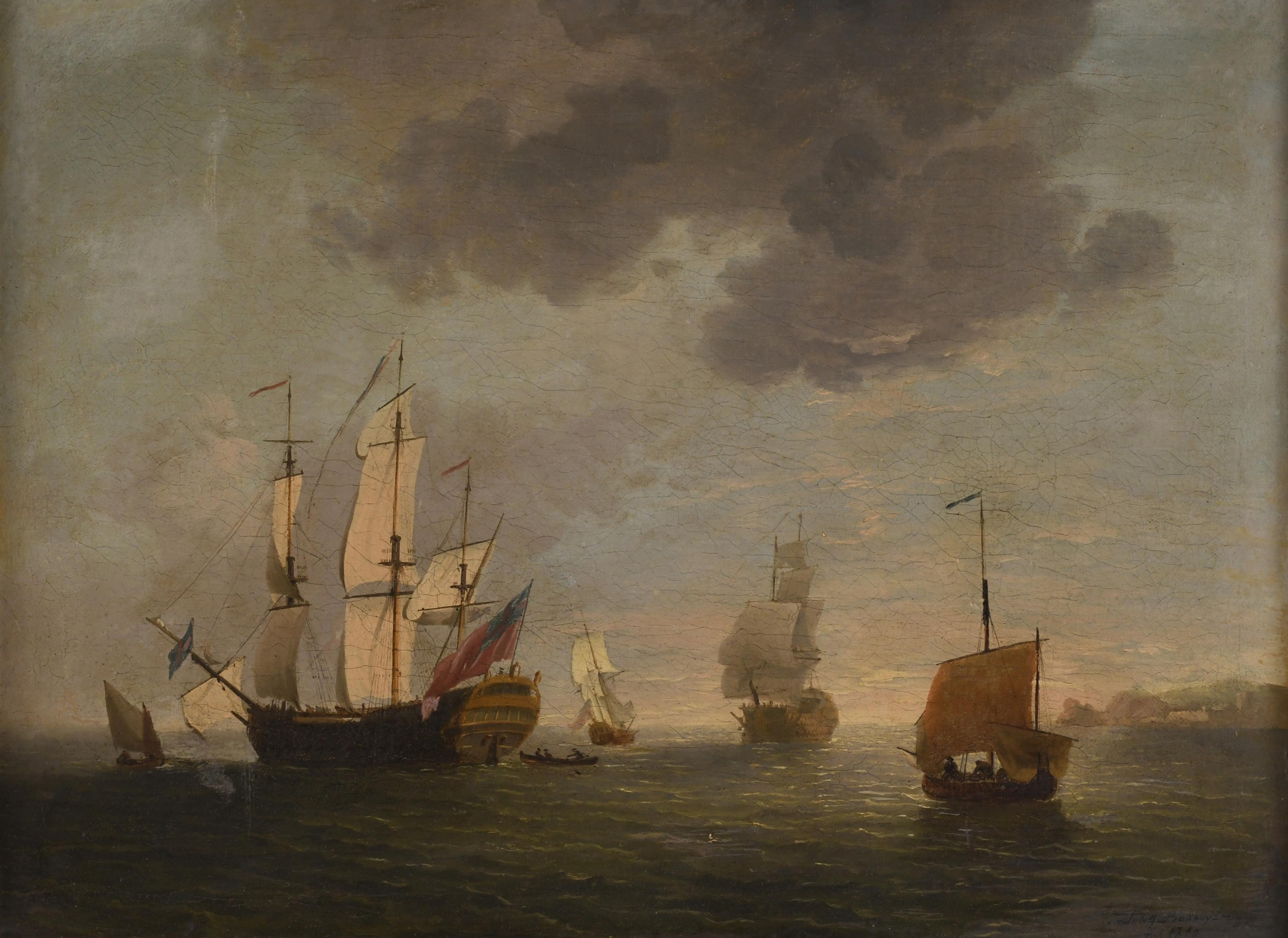 ATTRIBUTED TO LUDOLF BACKHUYSEN II (1717-1782). "SHIPS AT S