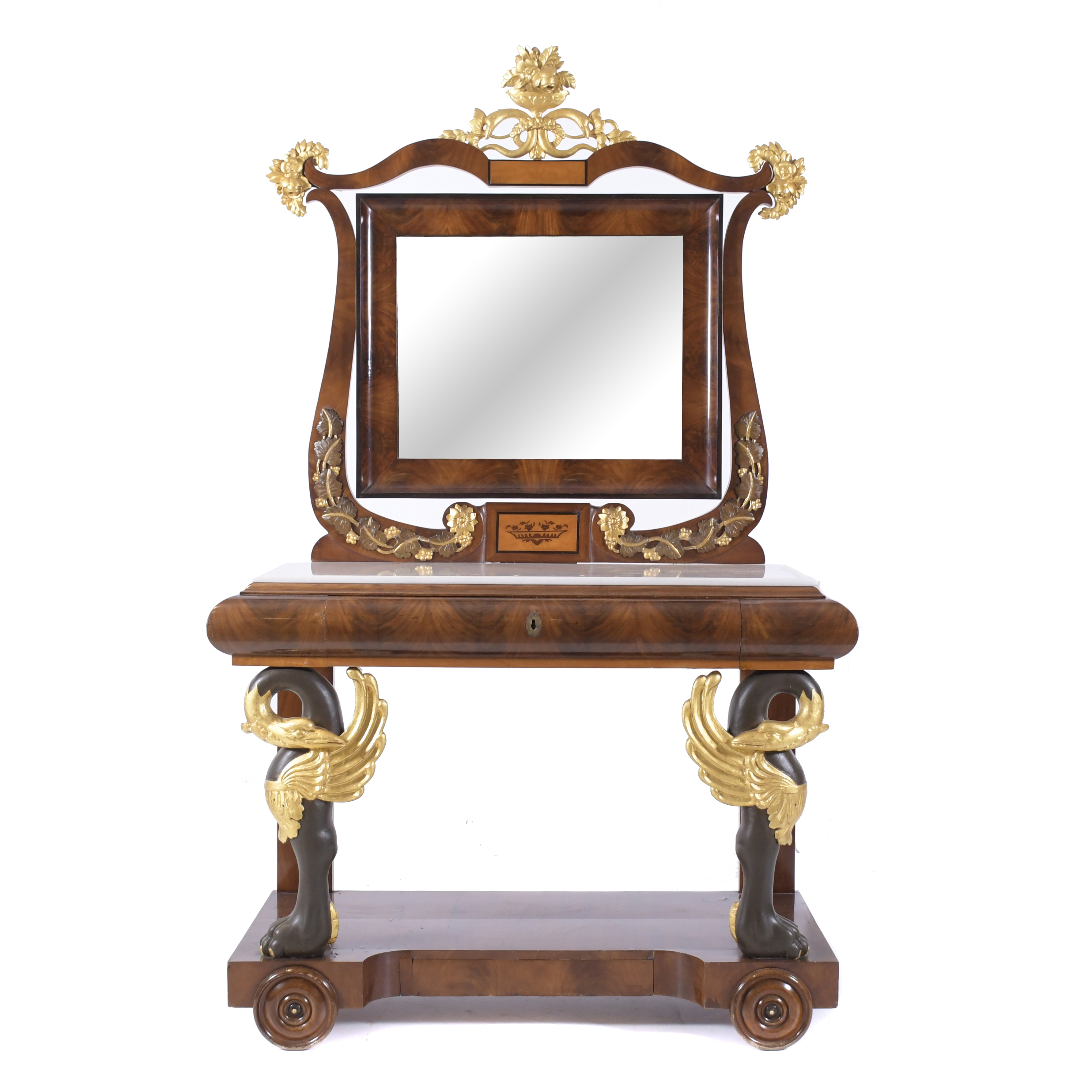 FERDINAND CATALAN CONSOLE WITH MIRROR, CIRCA 1820.