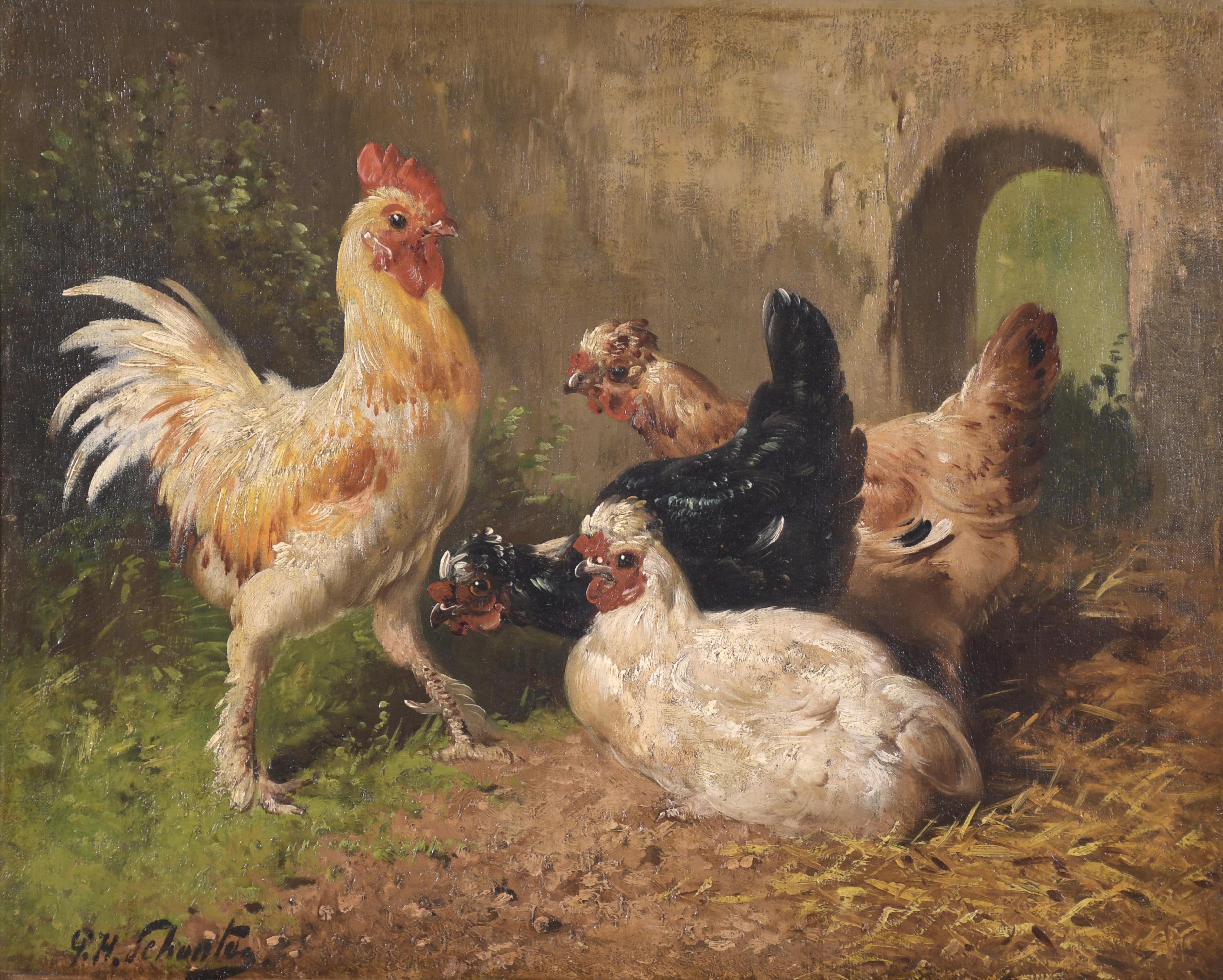 PAUL H. SHOUTEN (1860-1922). "GALLINAS".