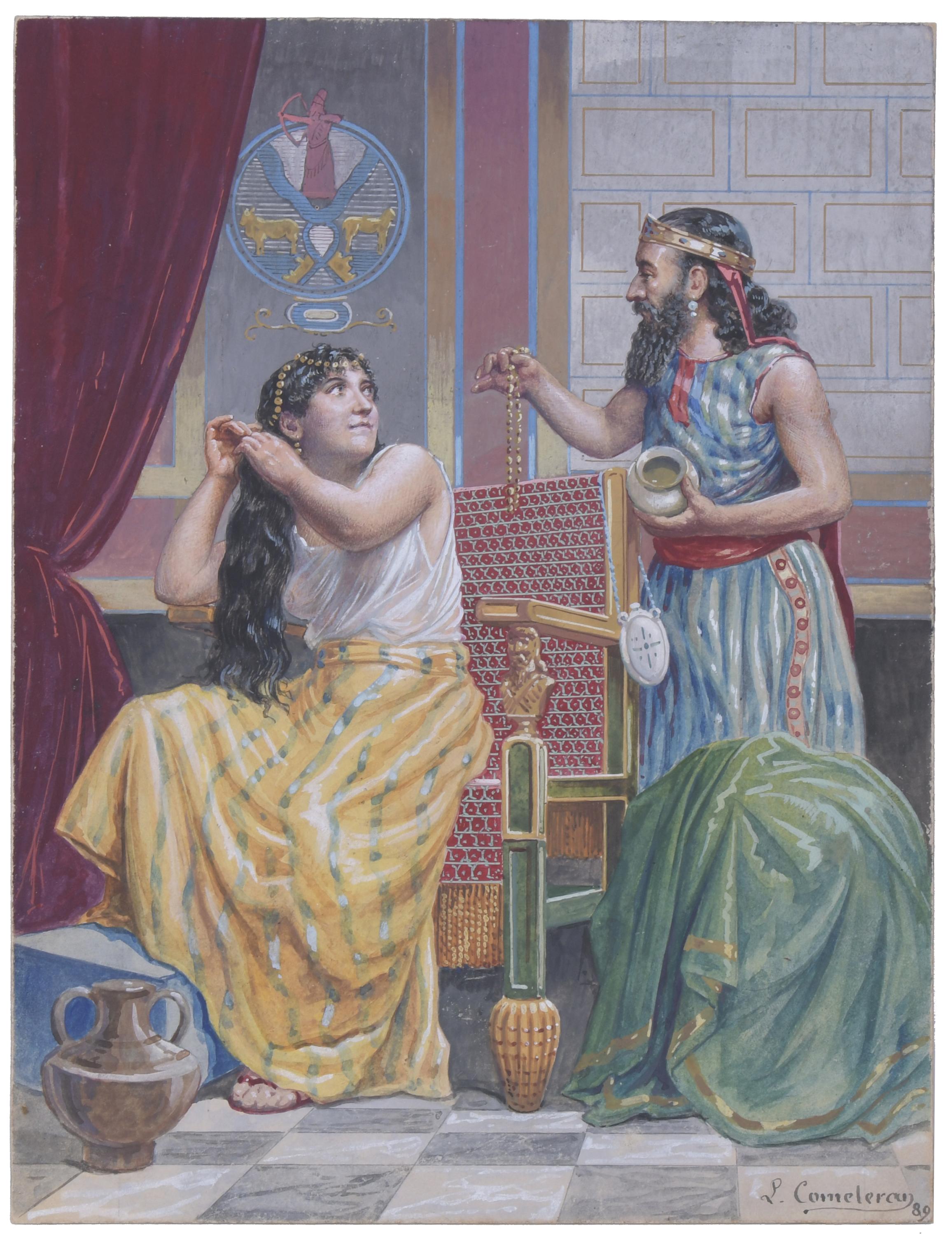 LLEÒ COMELERAN  (1830-?). "ESCENA ORIENTALISTA", 1889.