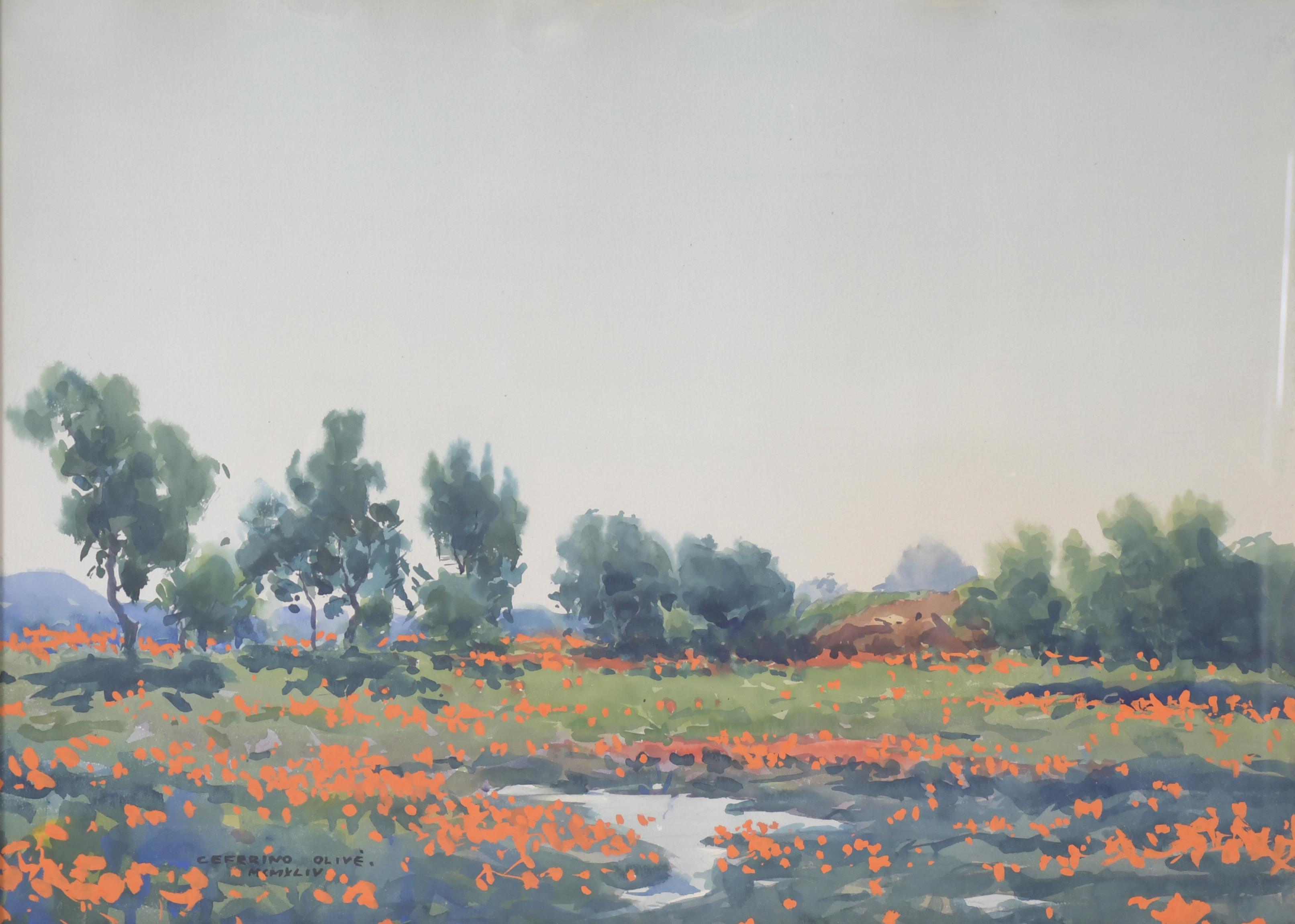 CEFERINO OLIVÉ (1907-1995).  "CAMPO DE AMAPOLAS", 1944.