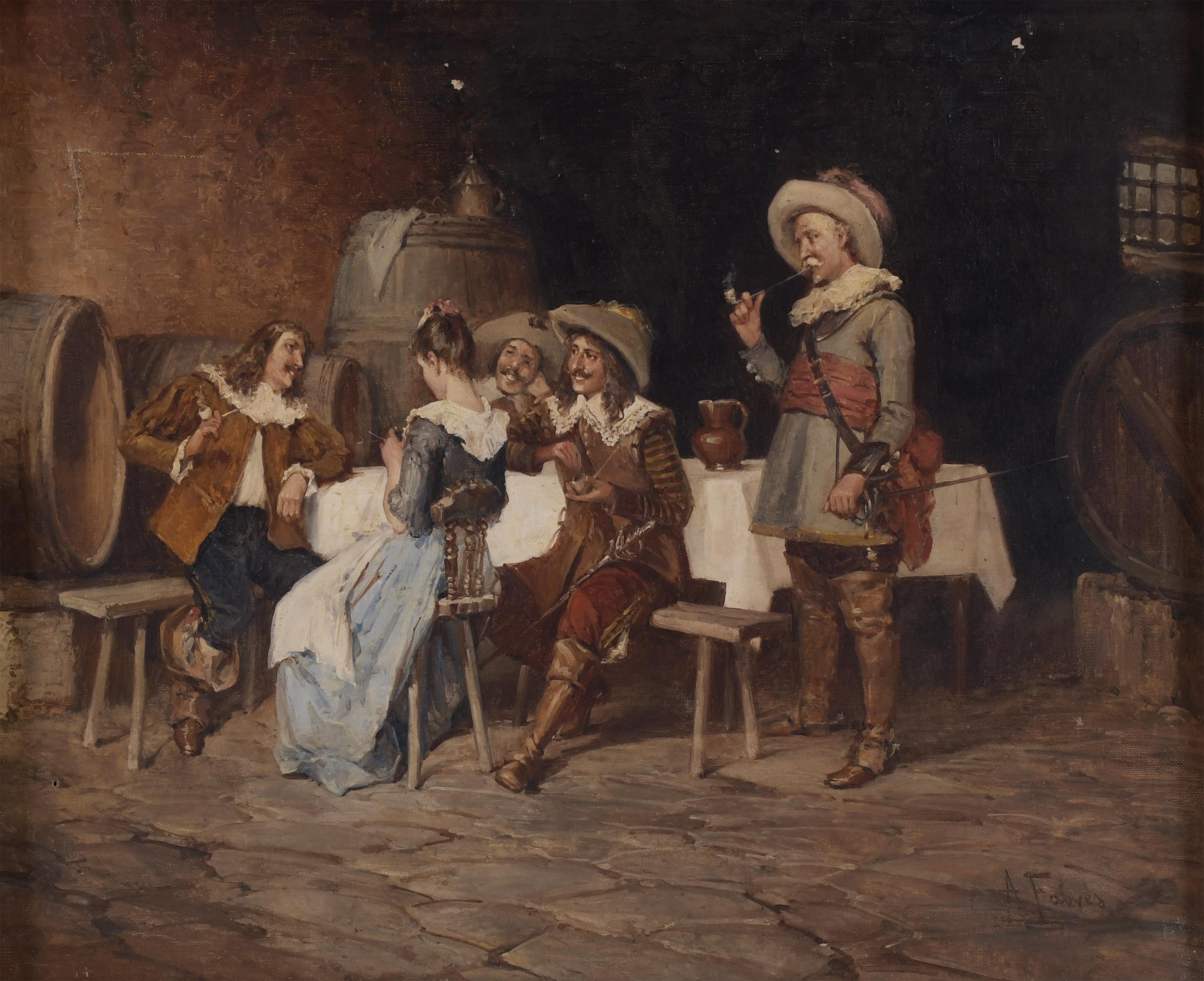 ANTONIO FABRÉS (1854-1938). "ESCENA COSTUMBRISTA"