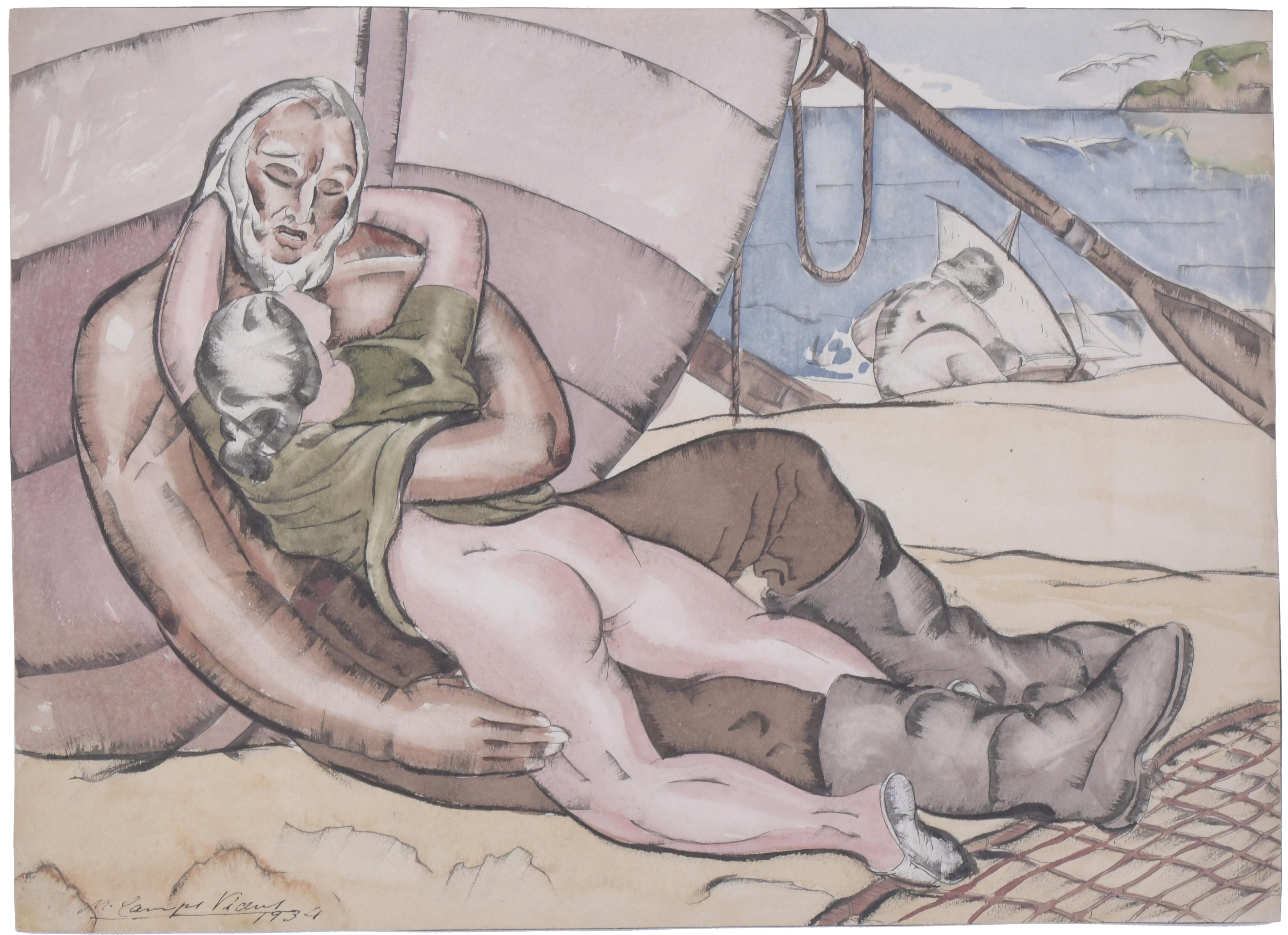 MANUEL CAMPS-VICENS (1906-1986).   DIBUJO ERÓTICO, 1934.