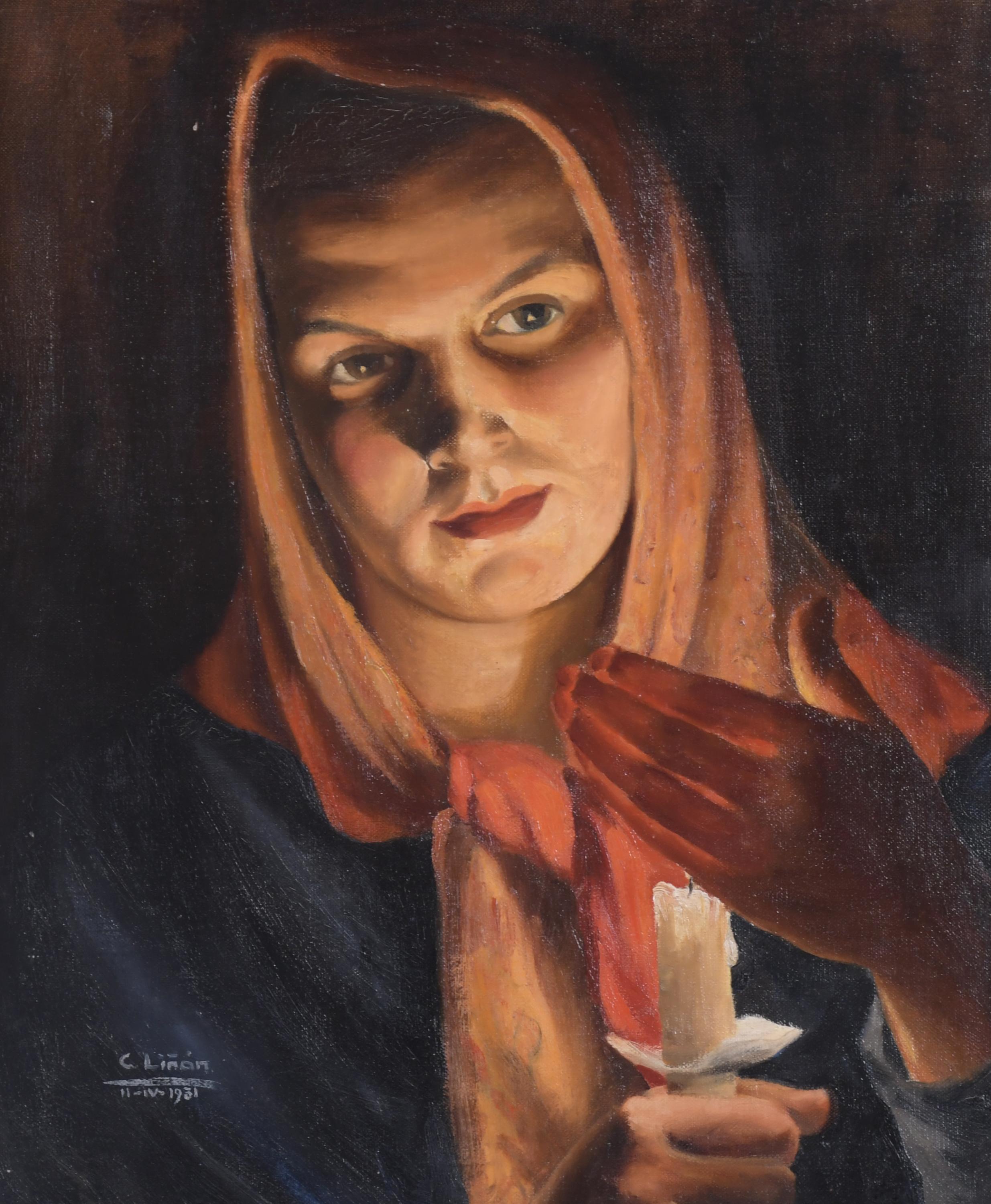 ESCUELA ESPAÑOLA, SIGLO XX. "JOVEN CON ESPELMA", 1951.