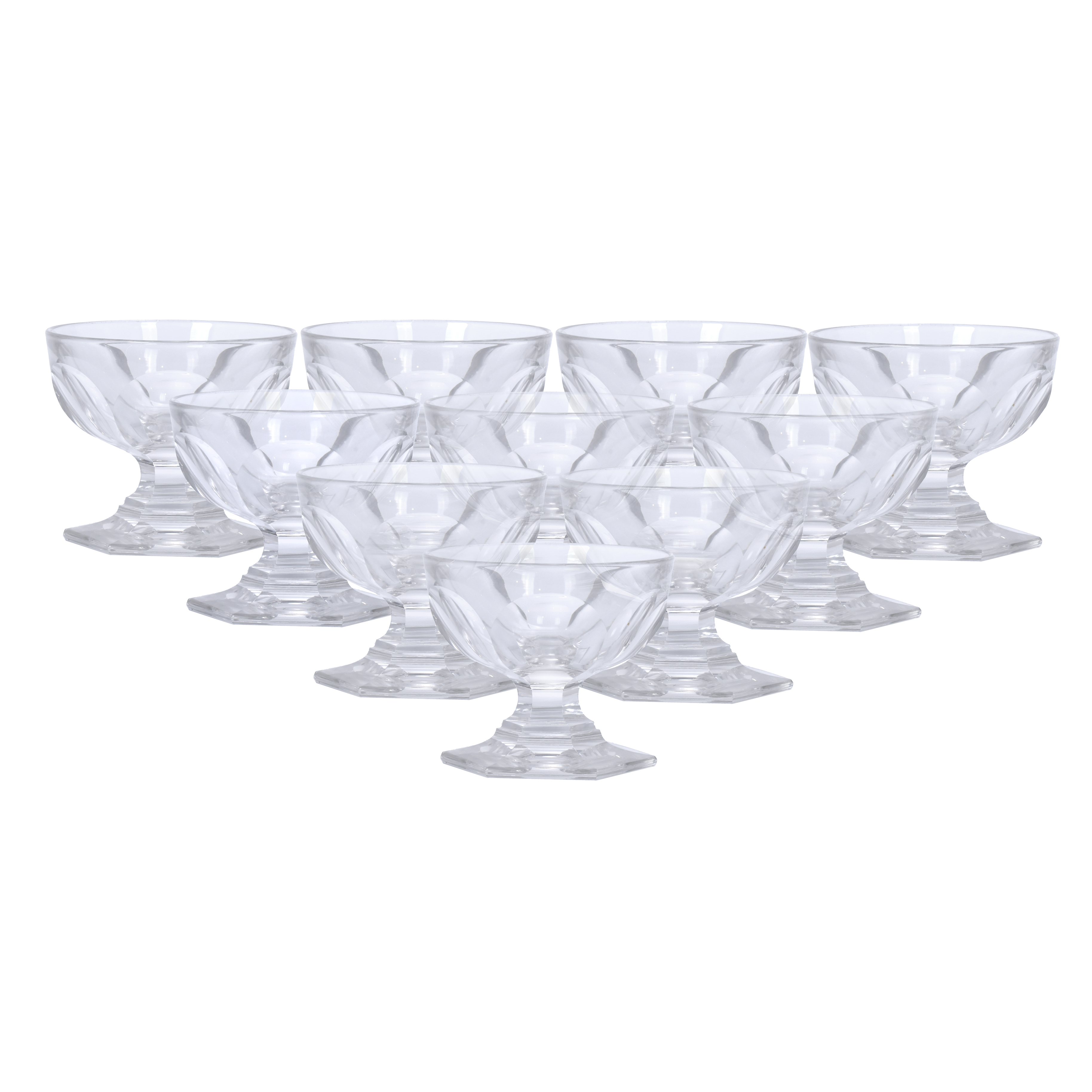 BACCARAT. HARCOURT MODEL, TEN CHAMPAGNE GLASSES.