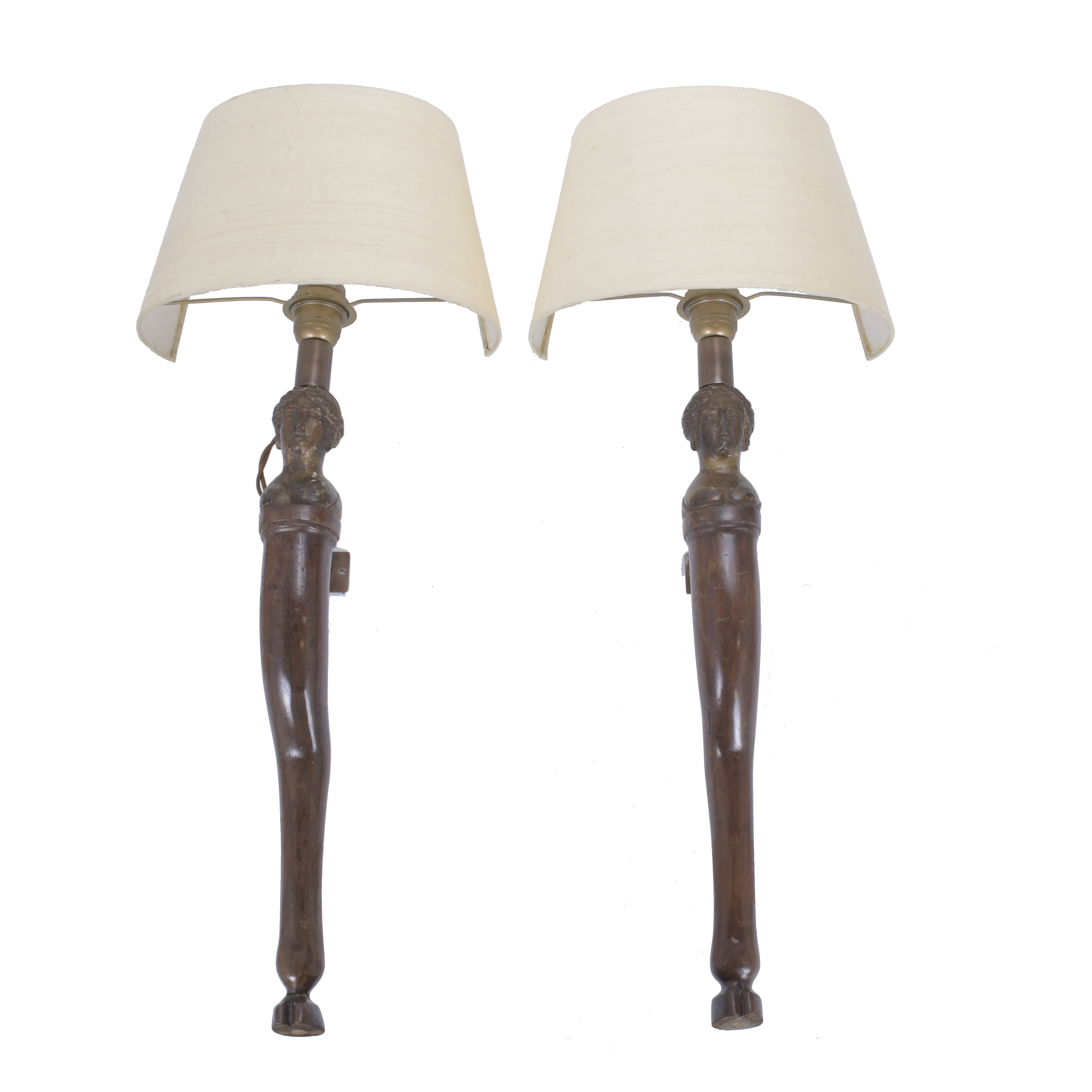 PAIR OF WALL LAMPS WITH IMPERIAL CARYATIDS, 19TH CENTURY.