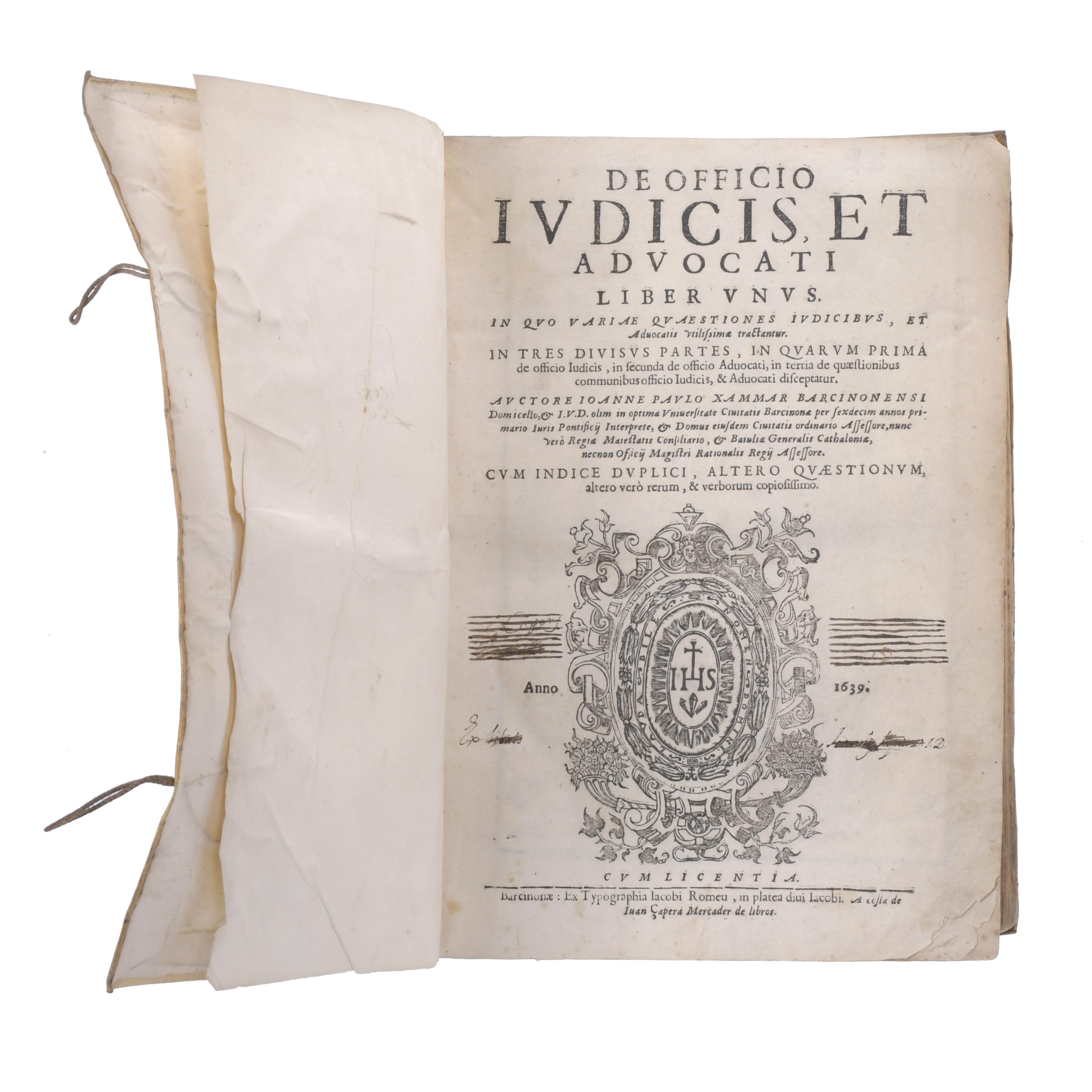 DE OFFICIO IUDICIS ET ADVOCATI. VOLUME I, 1639 EDITION