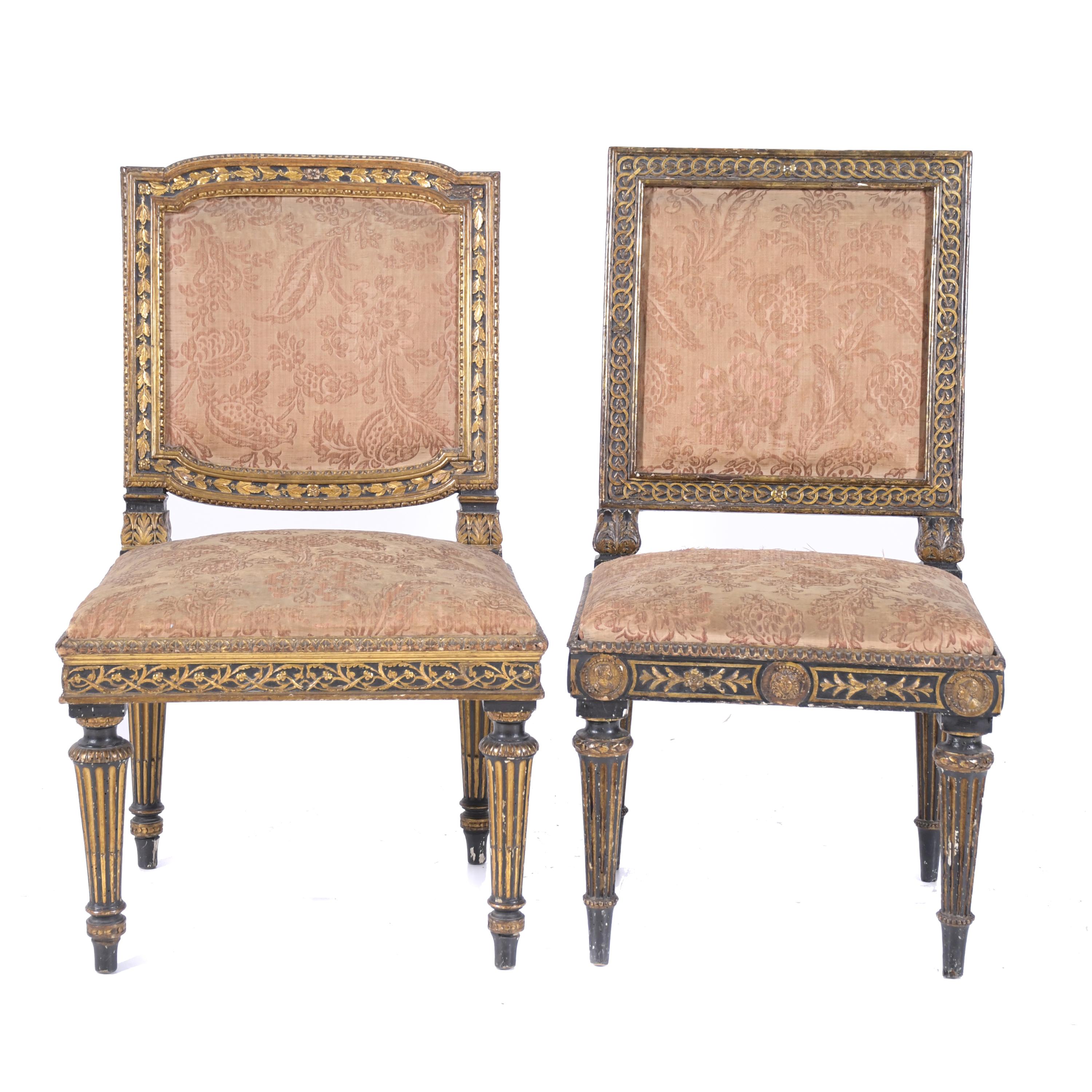 TWO CHARLES IV CHAIRS, LATE 18TH CENTURY AND EARLY 20TH CEN