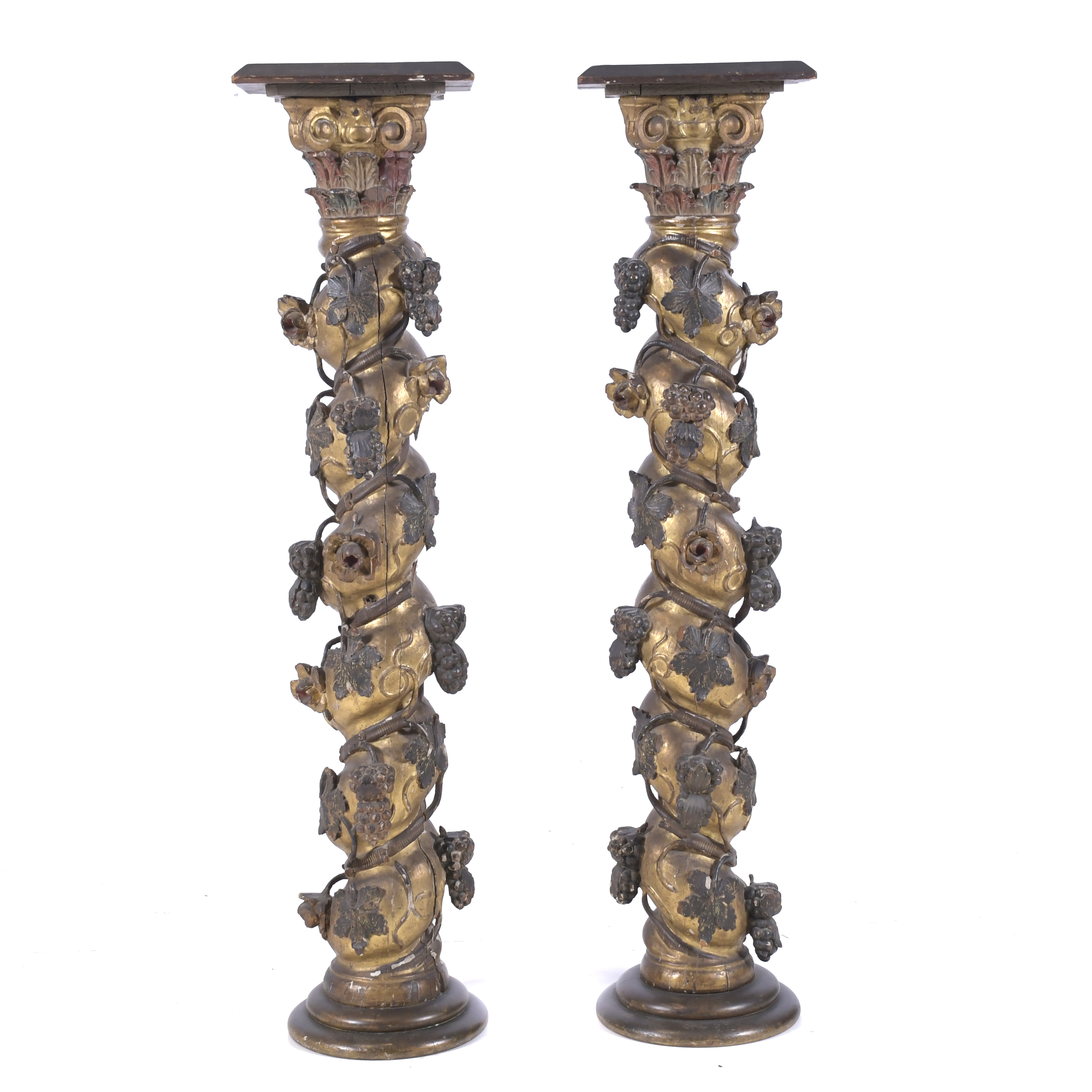 PAIR OF SOLOMONIC COLUMNS, 18TH CENTURY.