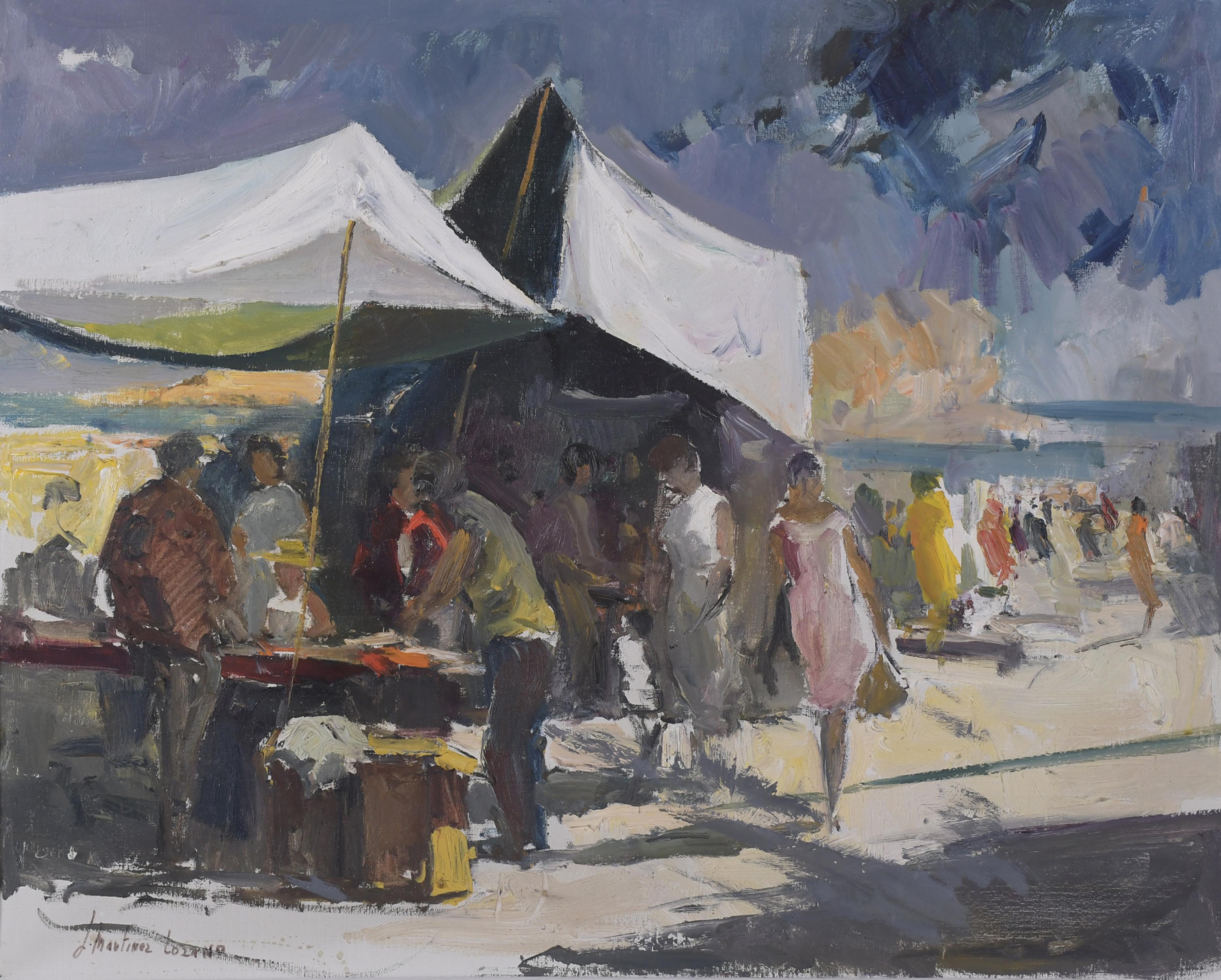 JOSEP MARTÍNEZ LOZANO (1923-2006). "Mercadillo en el paseo 