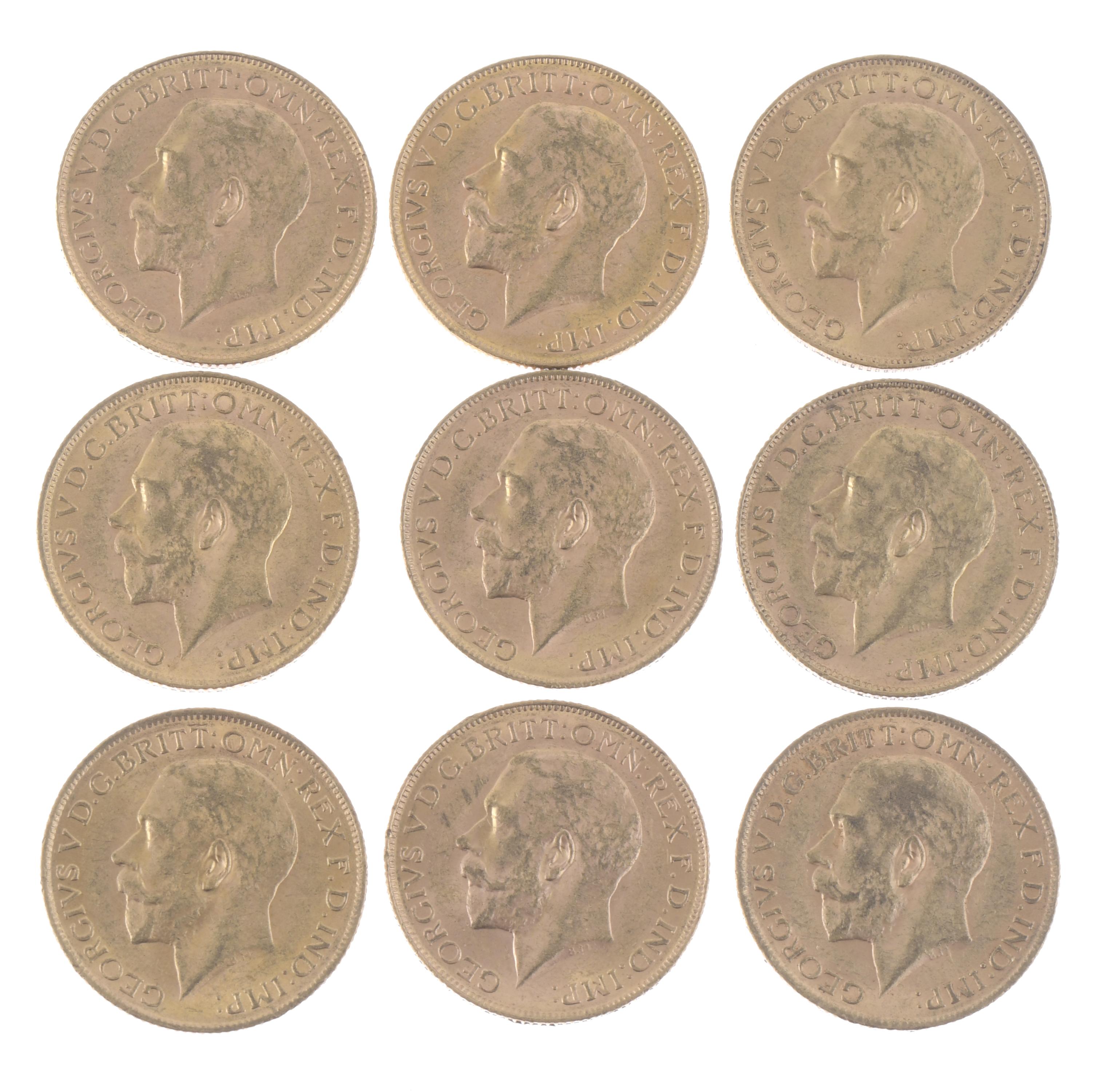 NINE COINS, GEORGE V. 1911-1927.